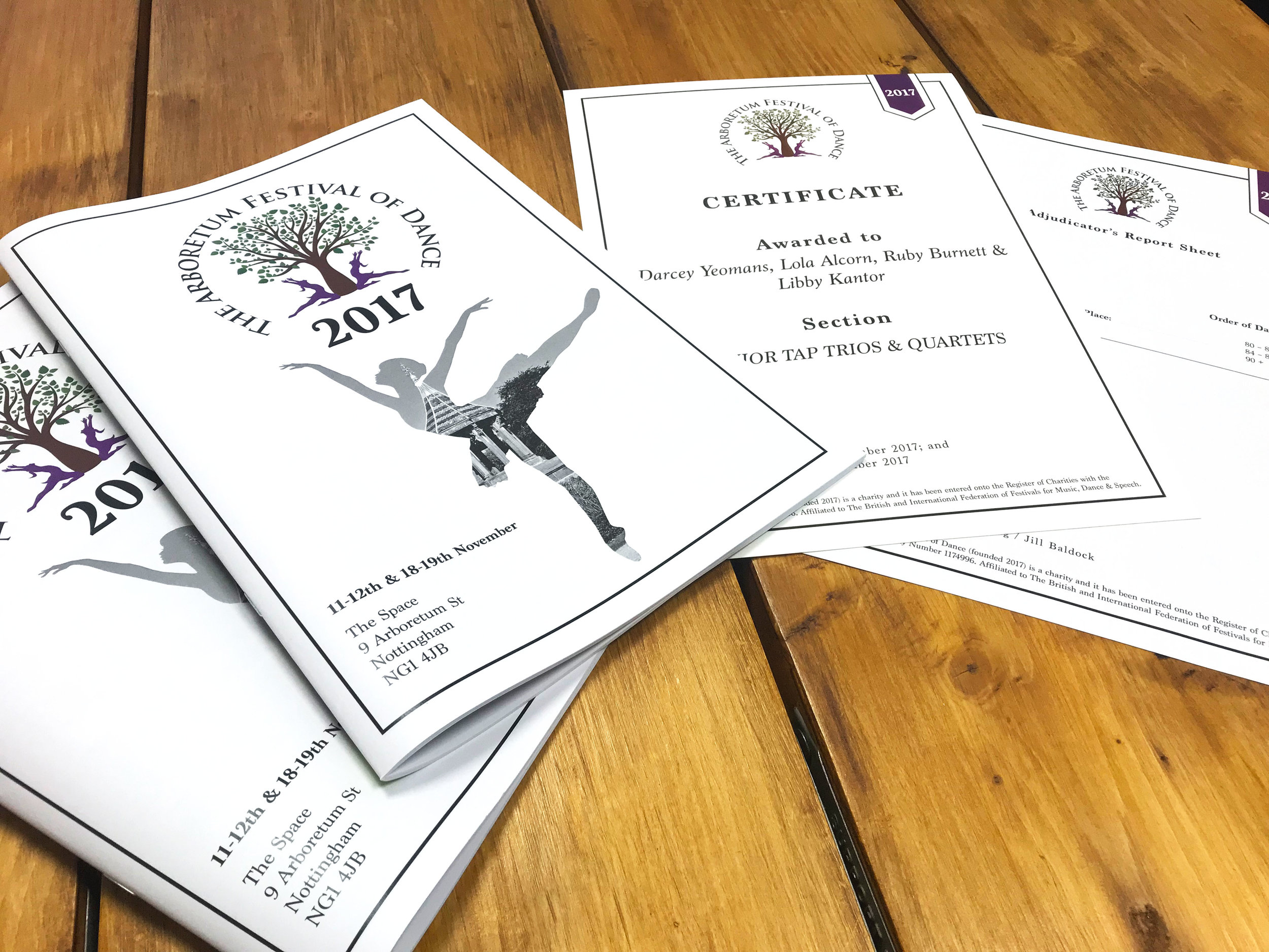 Printed Dance Festival Programme & Certificates
