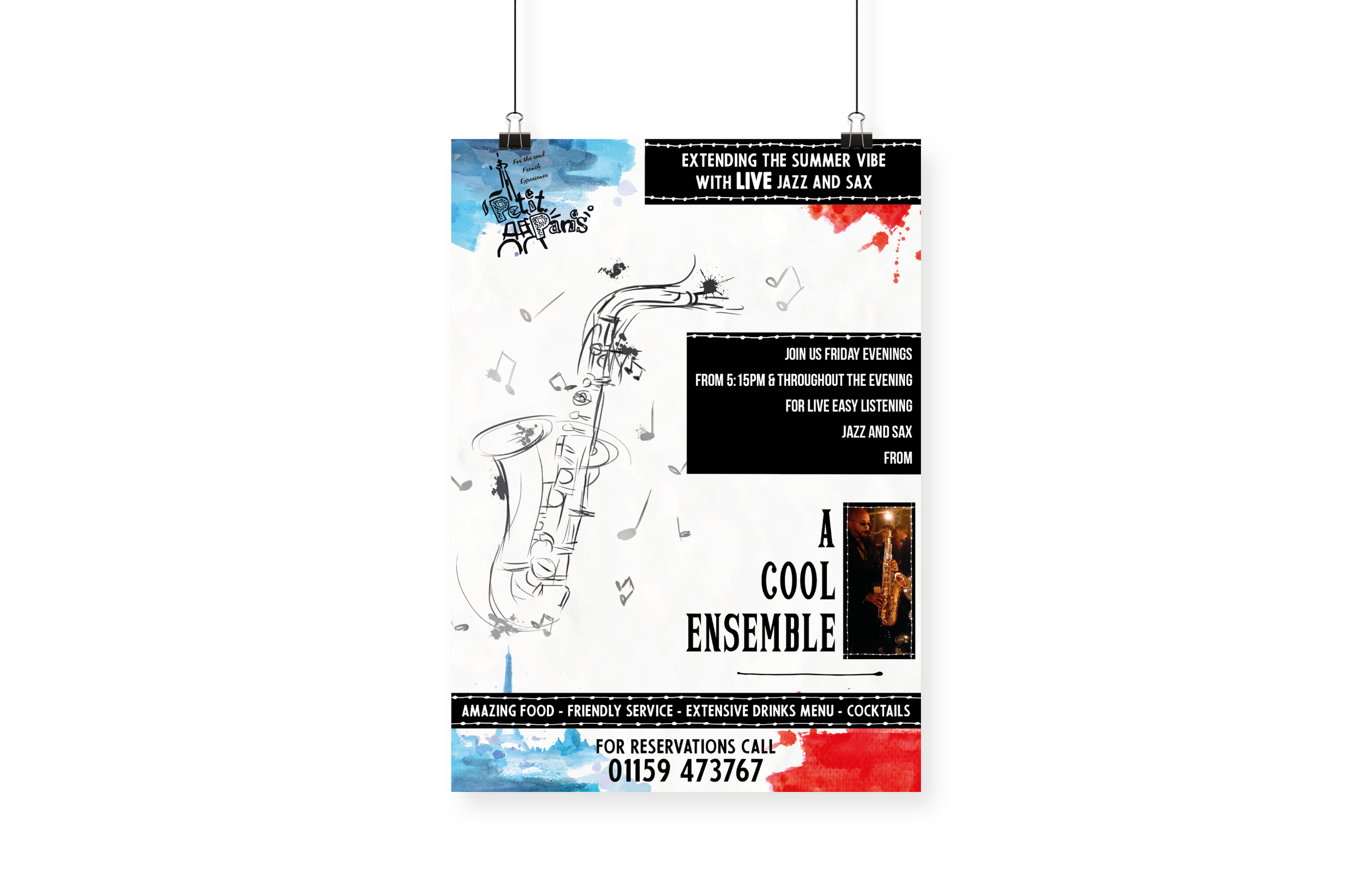 Petit Paris Saxophone Event Poster Design and Print