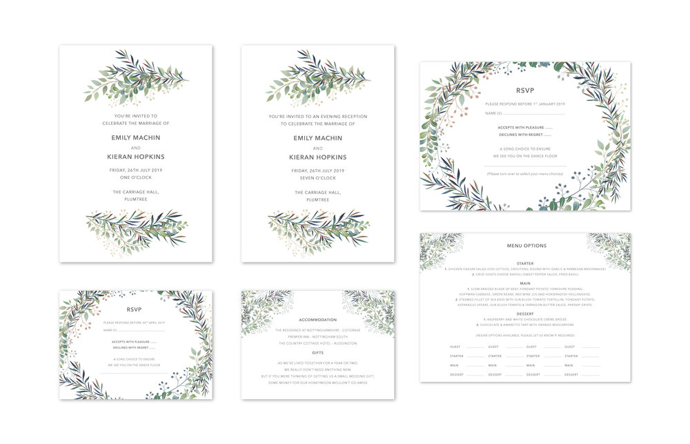 Botanical Wedding Stationery Design and Print