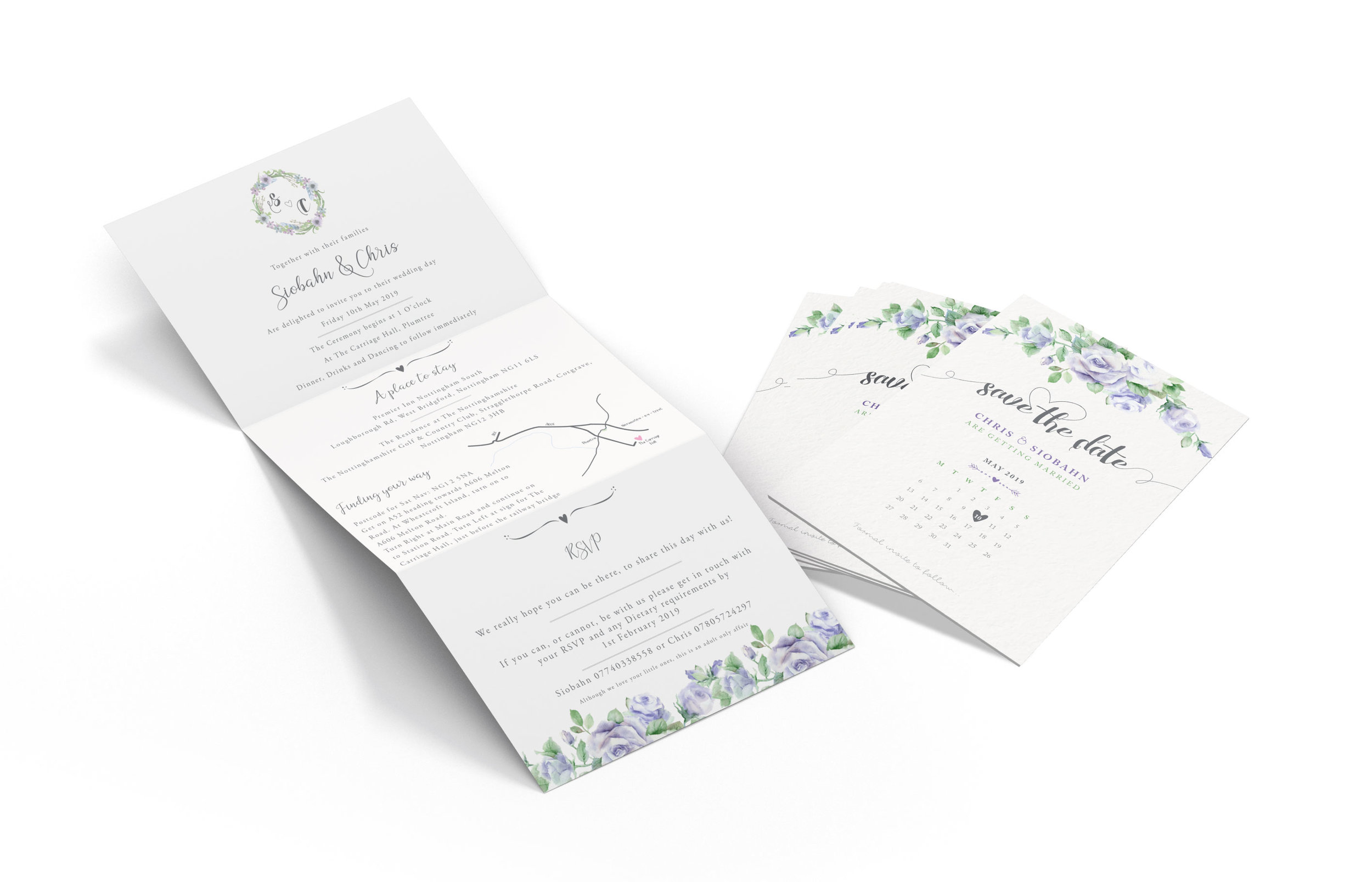 A6 Z-fold Wedding Invitations and A6 Save the Date Design and Print (Copy)