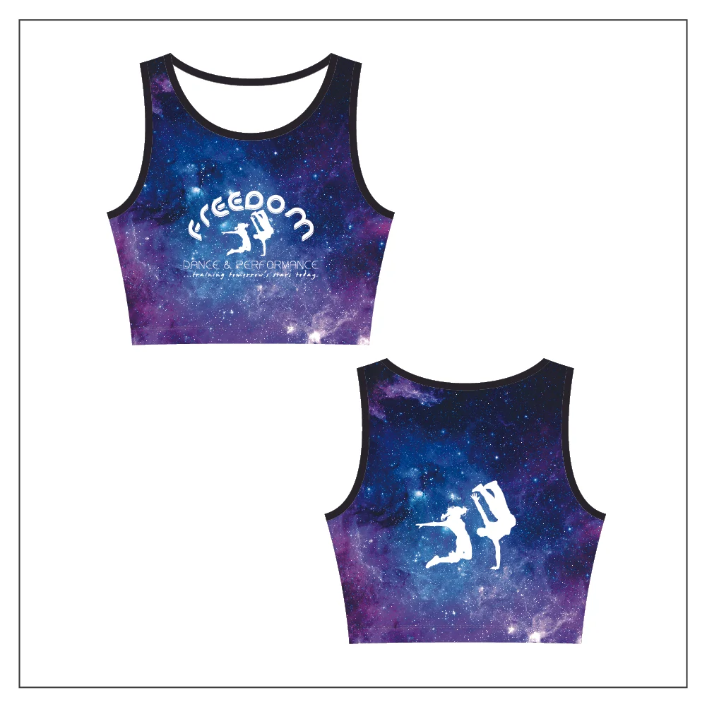 Running Crop Top • Available in Girls & Ladies Sizing • 84% Polyester/16% Elastane (spandex) • Size 3-4 up to a UK 18 • Minimum Ordering Quantity of 10