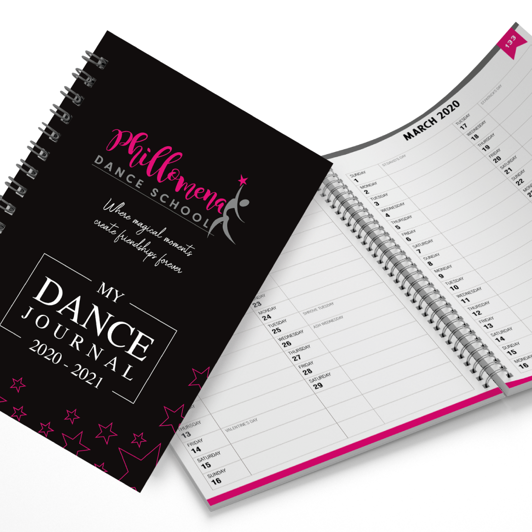 Phillomena Dance School Dance Journal - Black and Pink