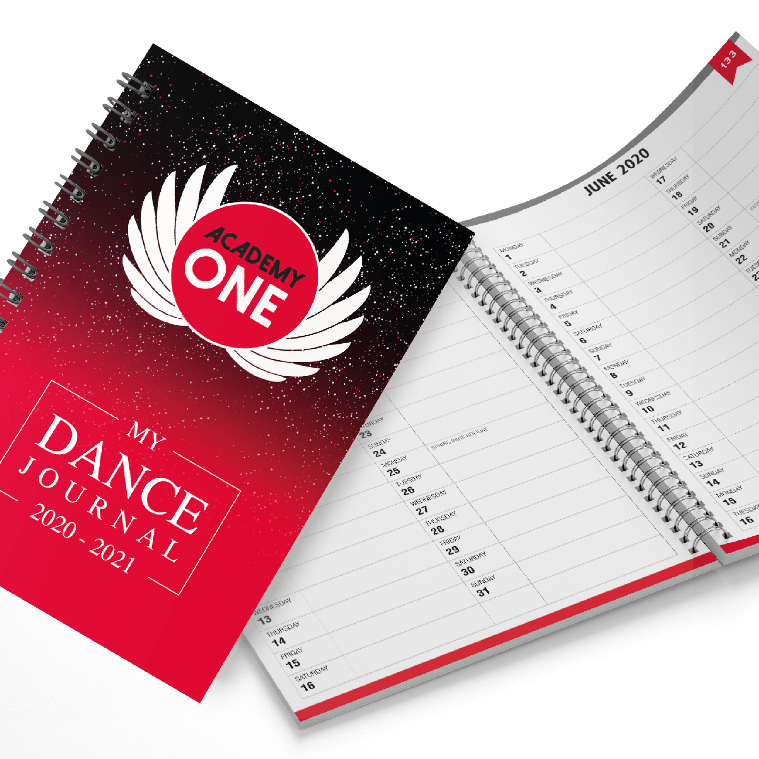 Academy One Red and Black Bespoke A5 Dance Journals