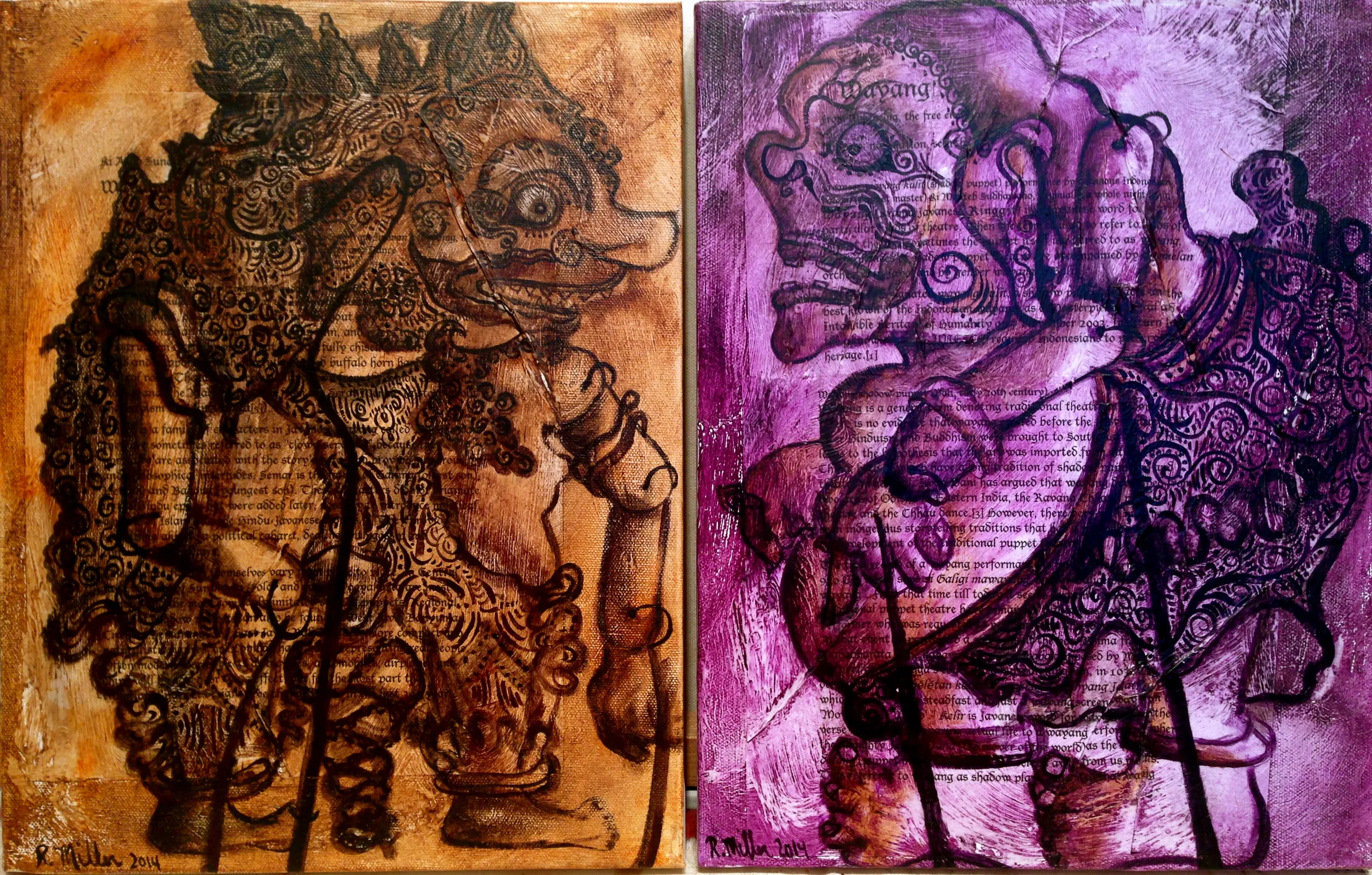 Wayang Kulit, 2014Side by side shotMixed media on canvas