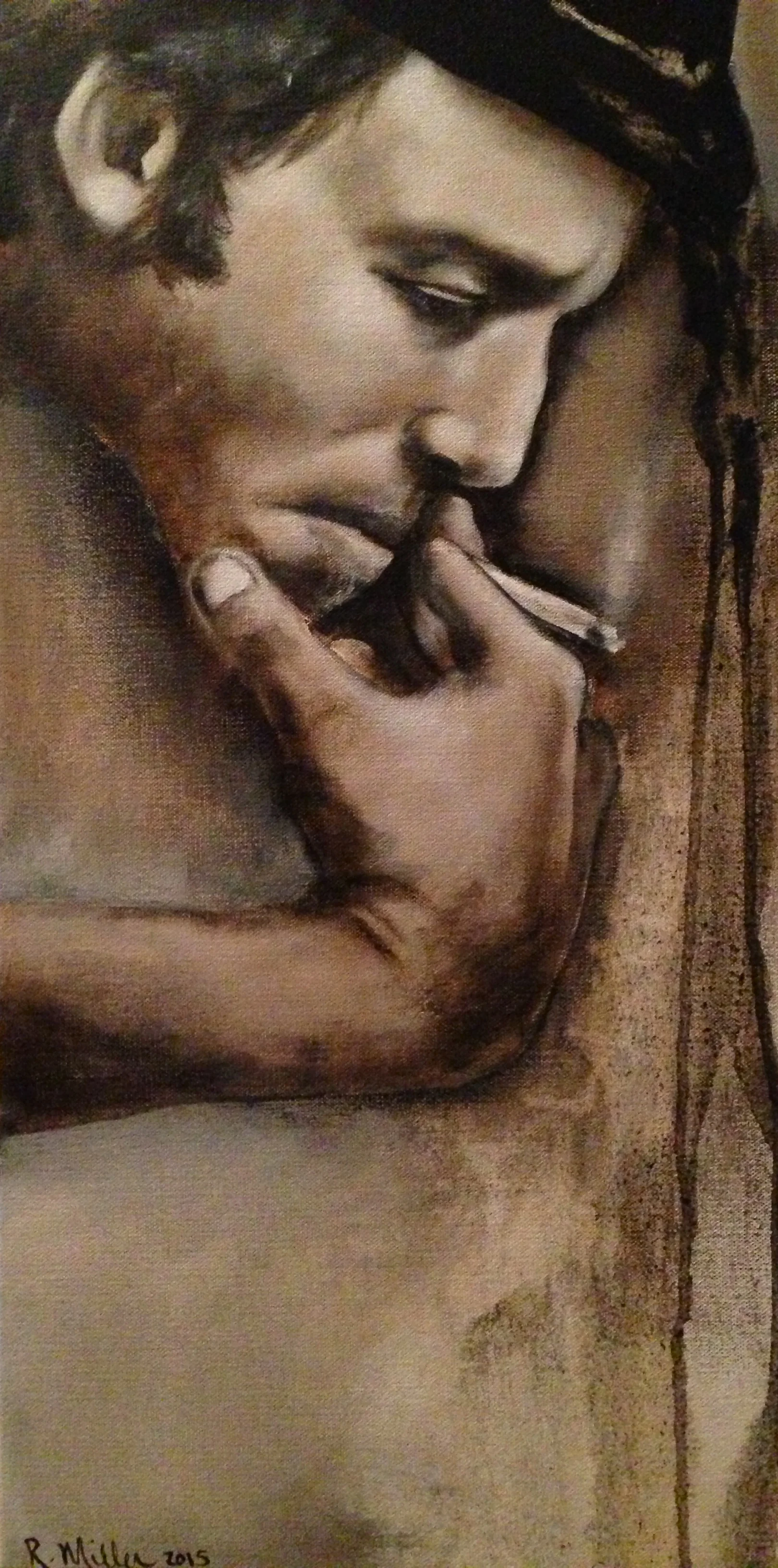 Tom Waits, 2015Oil & acrylic on canvasBy Rebecca Miller “The beginning of it starts at the end” ― Tom Waits