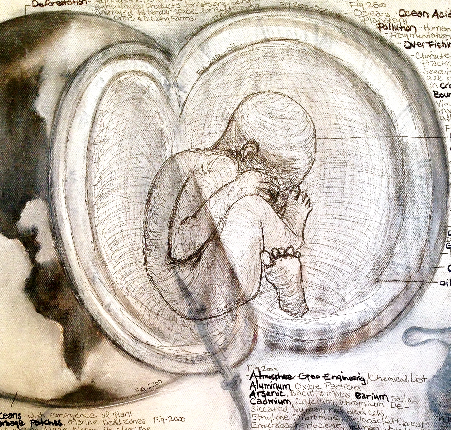 (closeup) Earth Embalming, 2015 Mixed Media on canvas