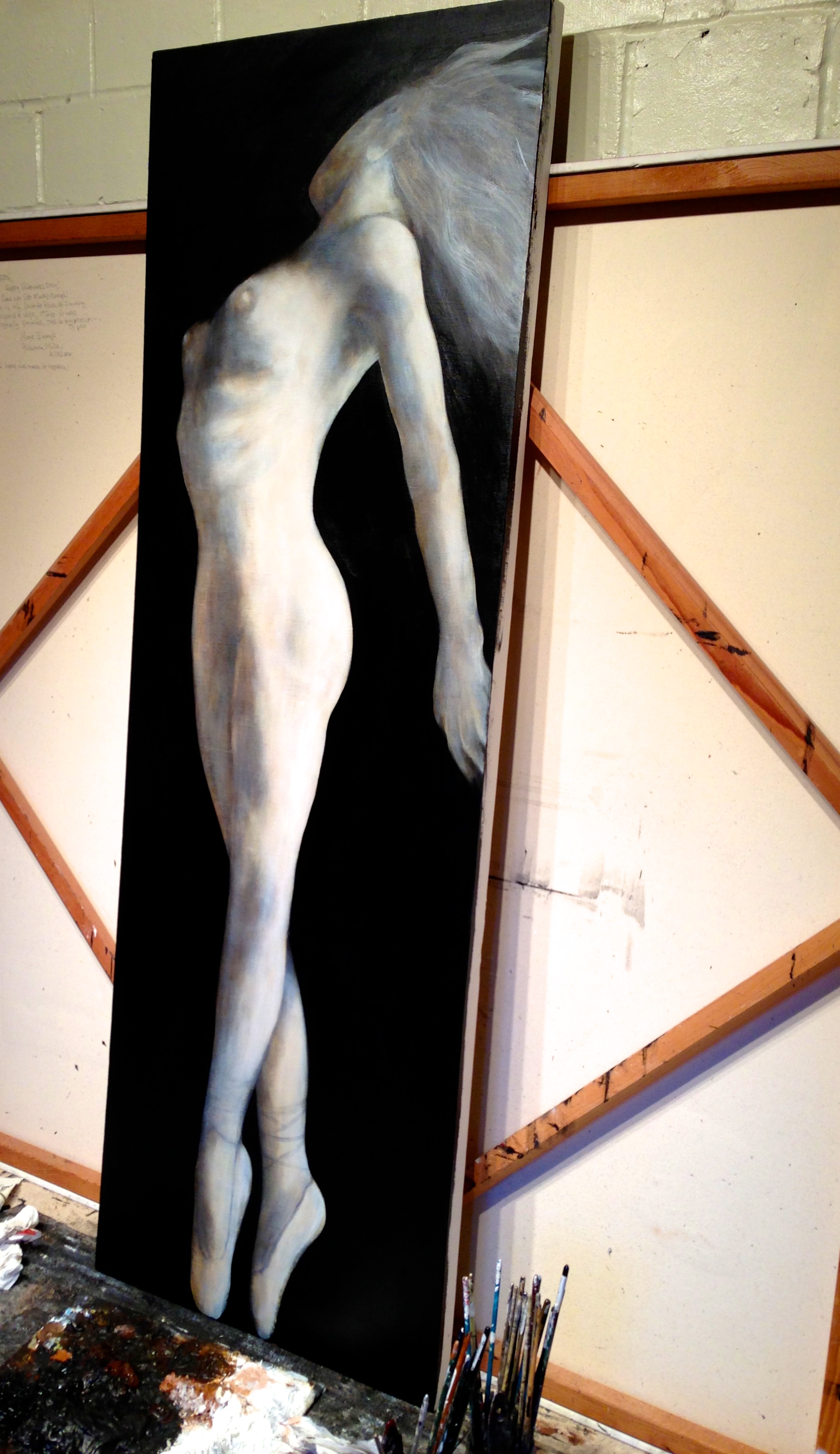 (studio shot)Western Wind, 2015 Acrylic & oil on canvas, 20"x60"