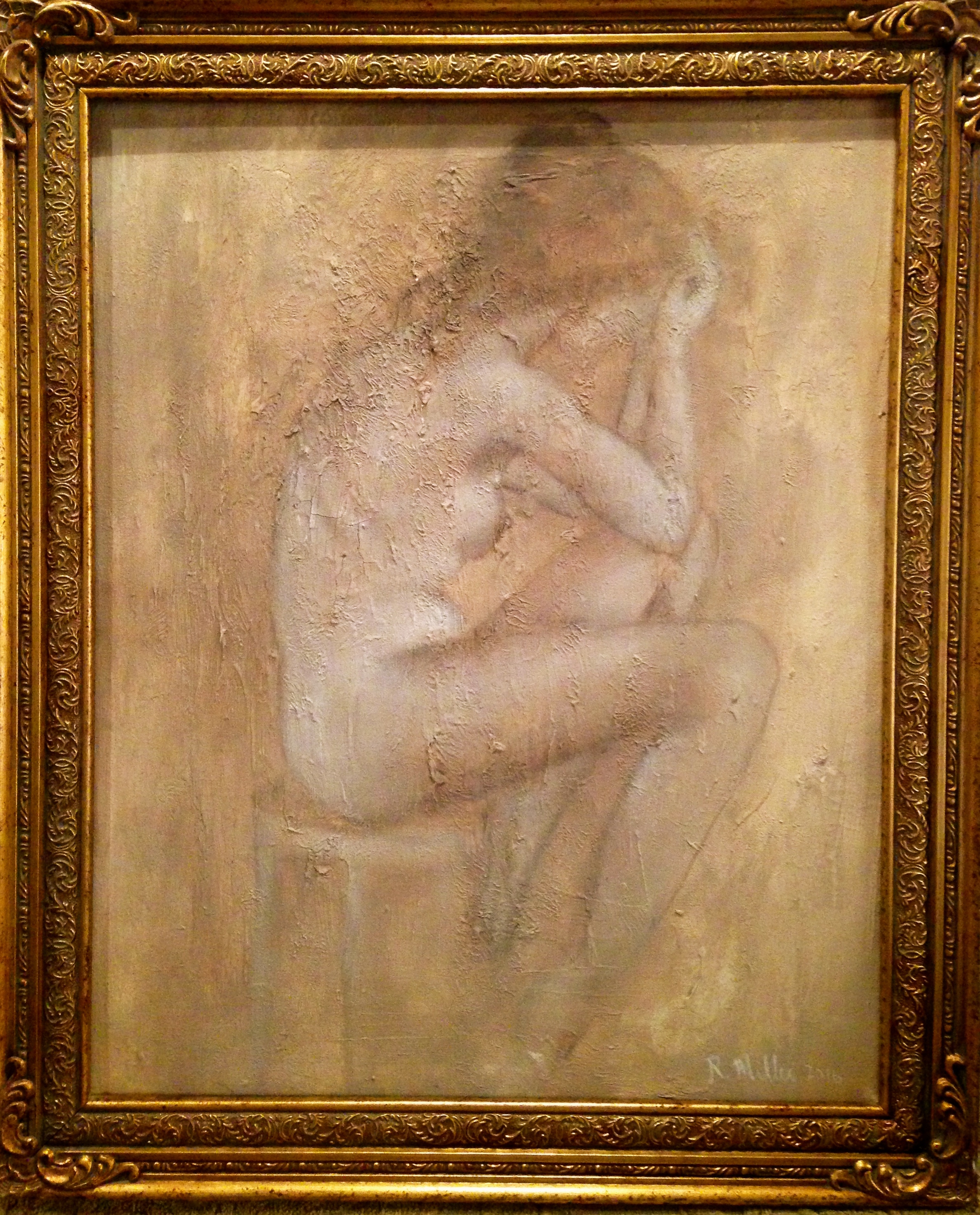 (framed)La Penseuse, 2016 Mixed media on canvas