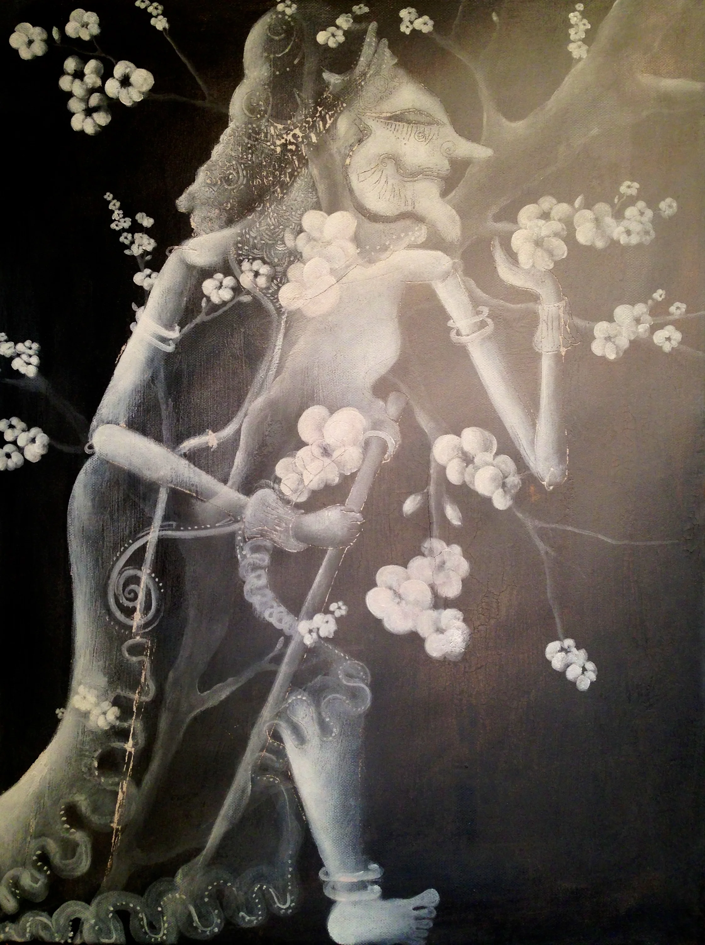 Wayang Tree Spirit, 2016Acrylic & texture medium on canvas