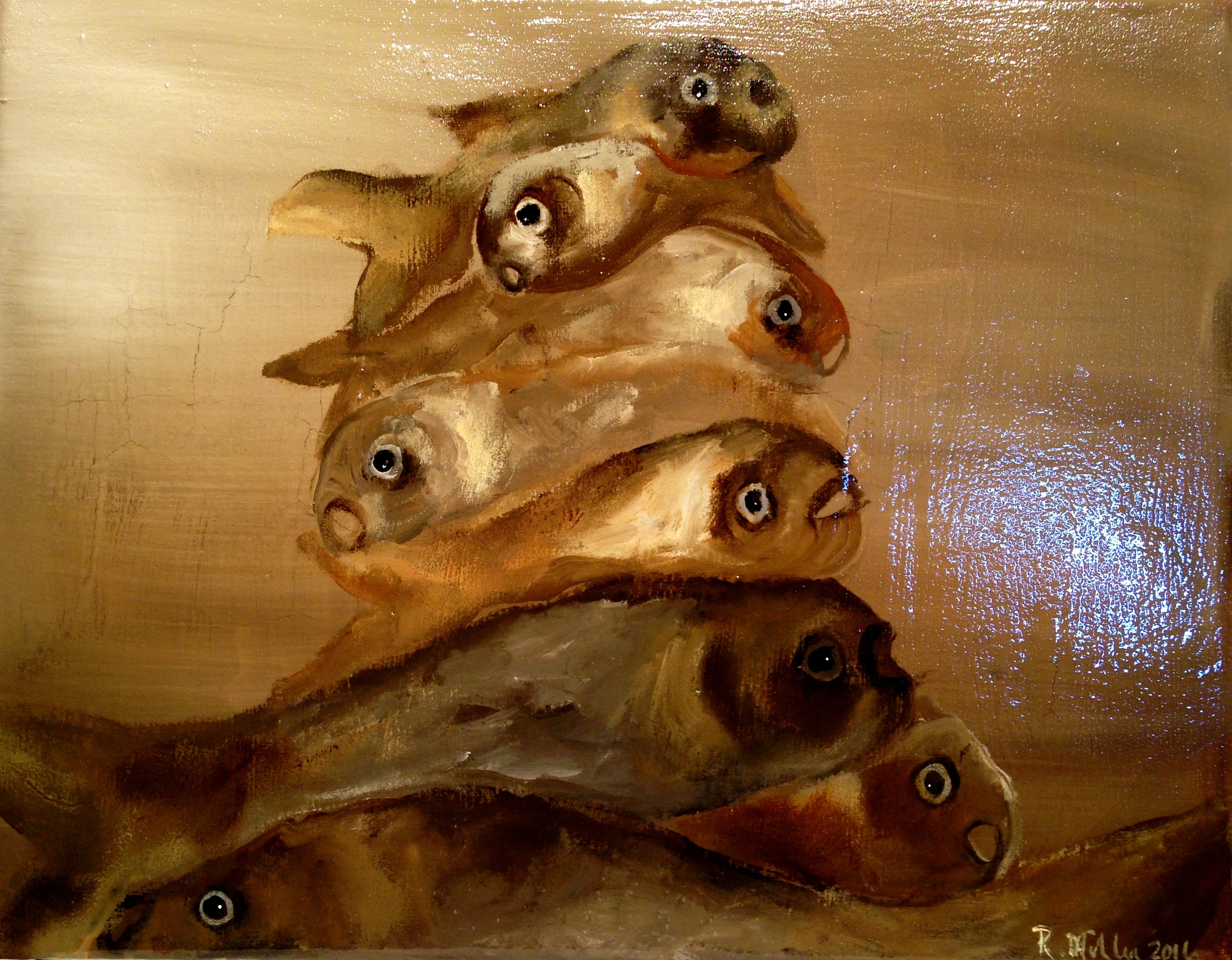 Fish, 2016 Acrylic, oil, & texture medium on canvas