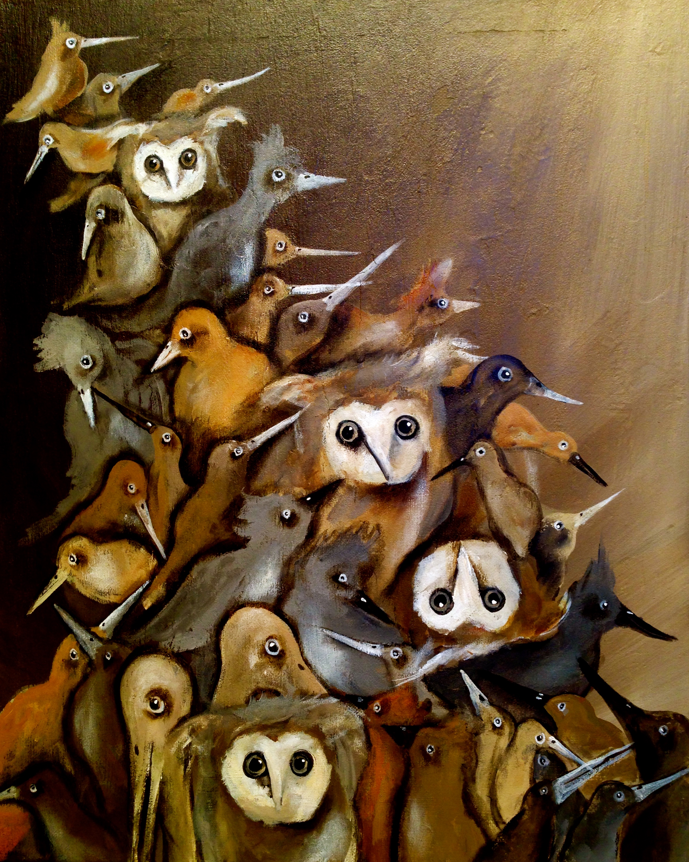 Stack-O-Birds II, 2016 Acrylic & oil on canvas