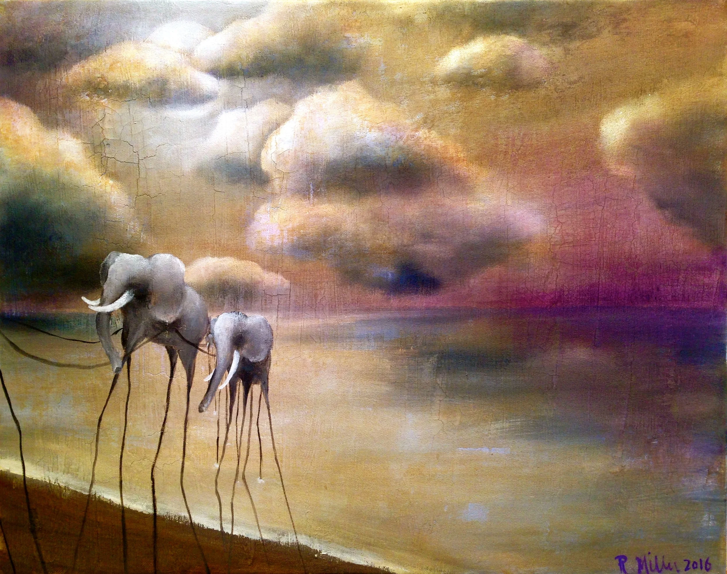 Moonlight Bath, 2016Acrylic, oil, texture medium on canvas