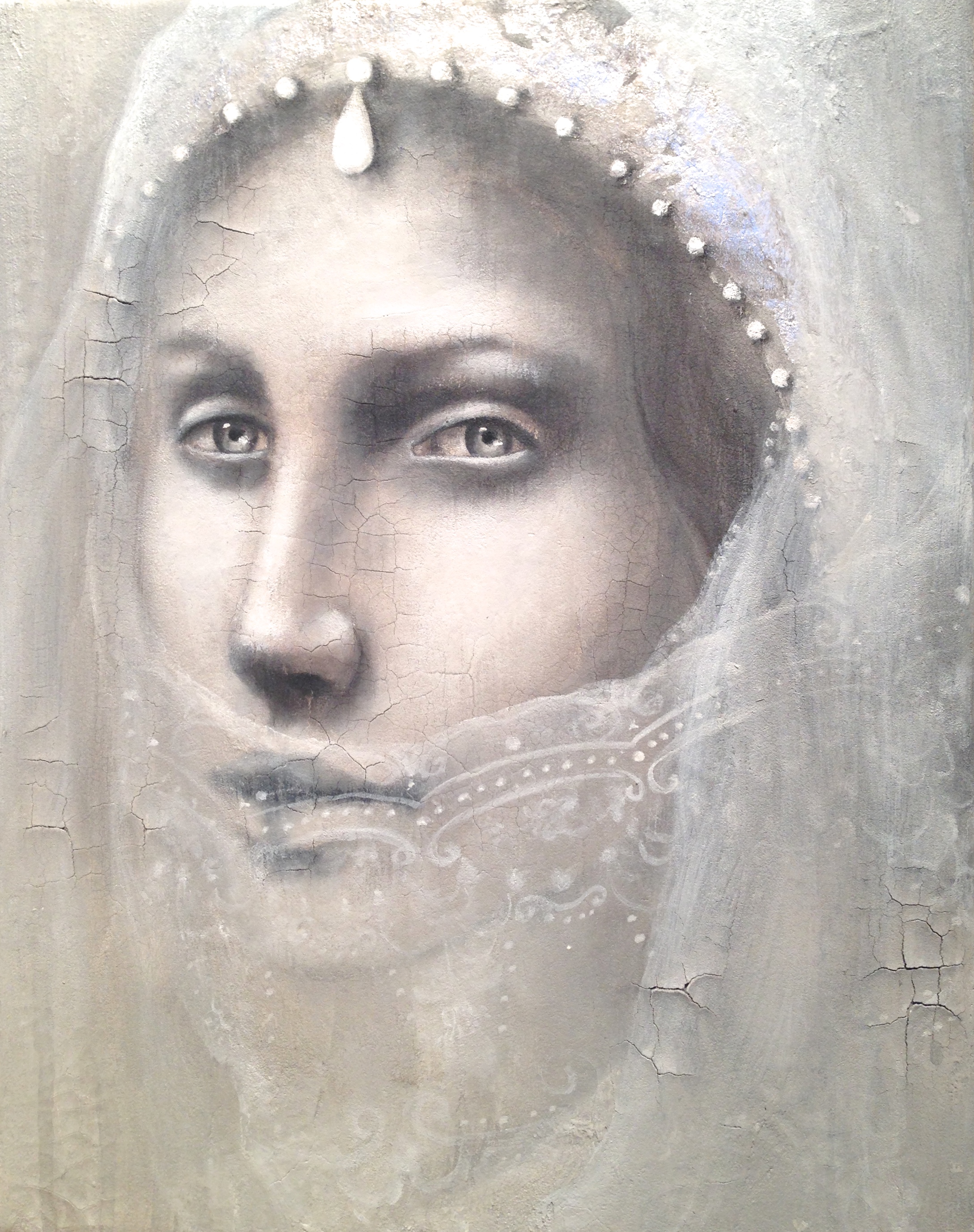 Arranged, 2016 Acrylic, oil, silver leaf, texture medium on canvas