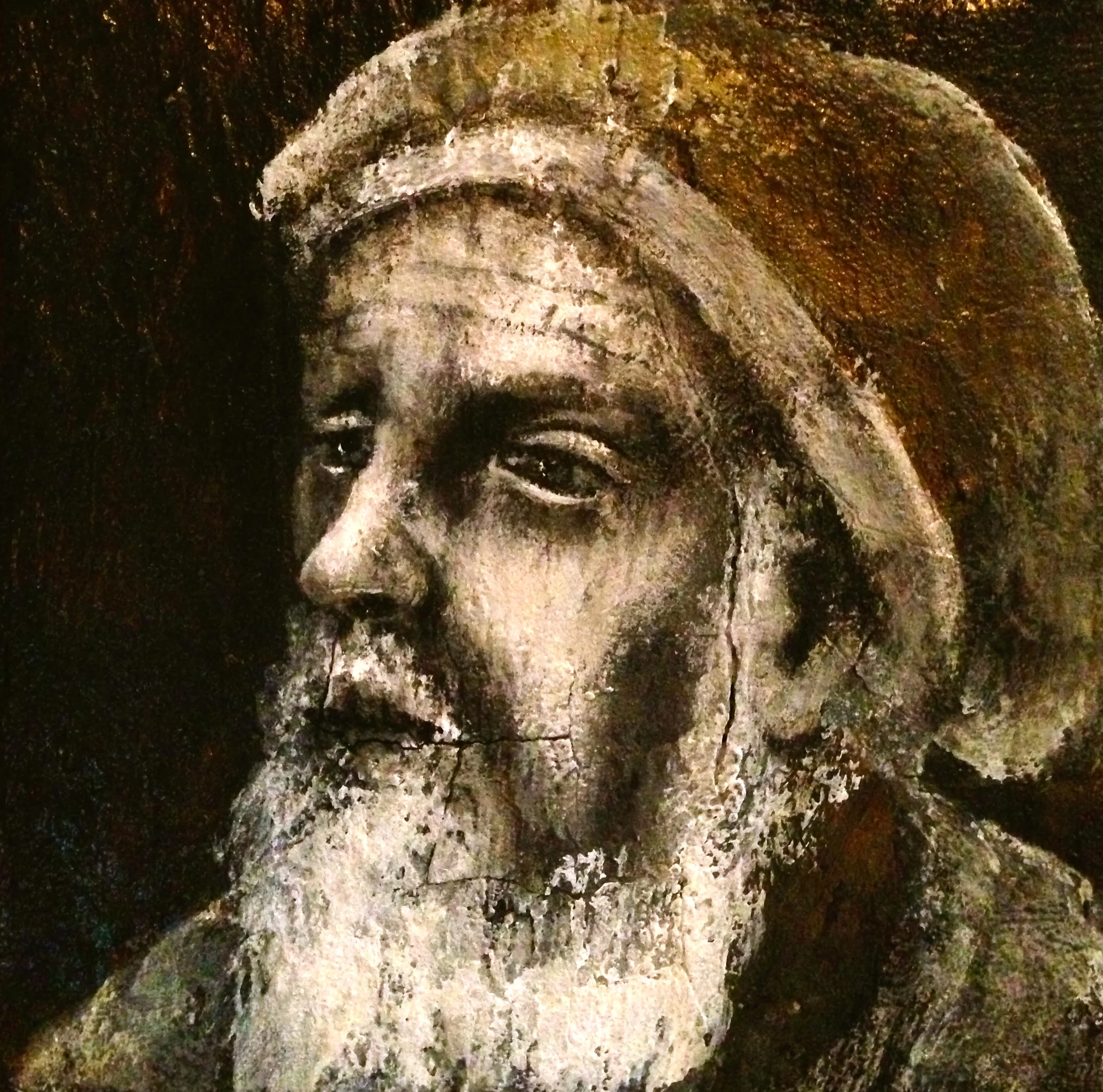 The Old Painter, 2016 4"x4" inchesAcrylic, oil, texture medium on canvas