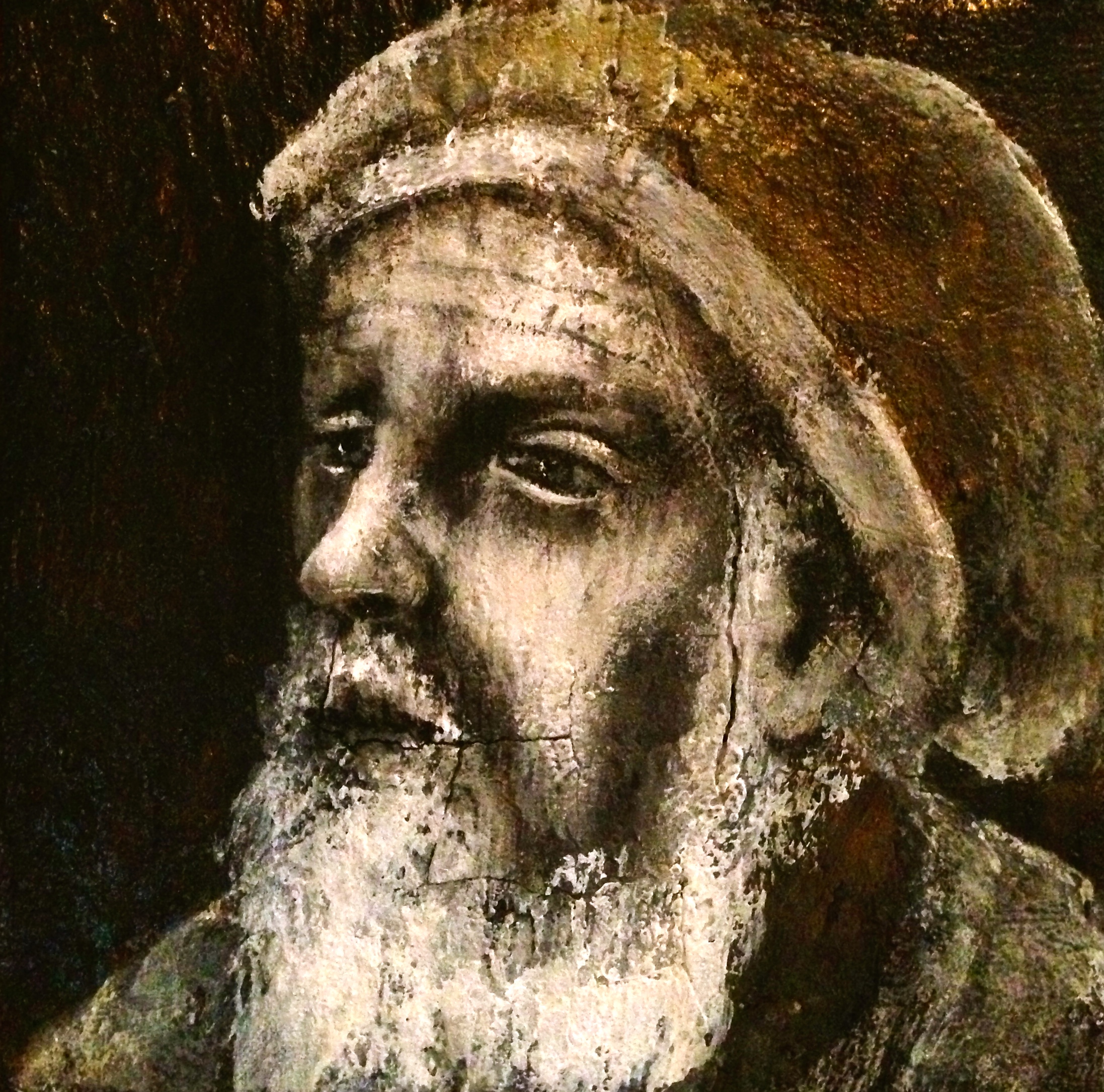 The Old Painter, 2016 4"x4" inches Acrylic, oil, texture medium on canvas