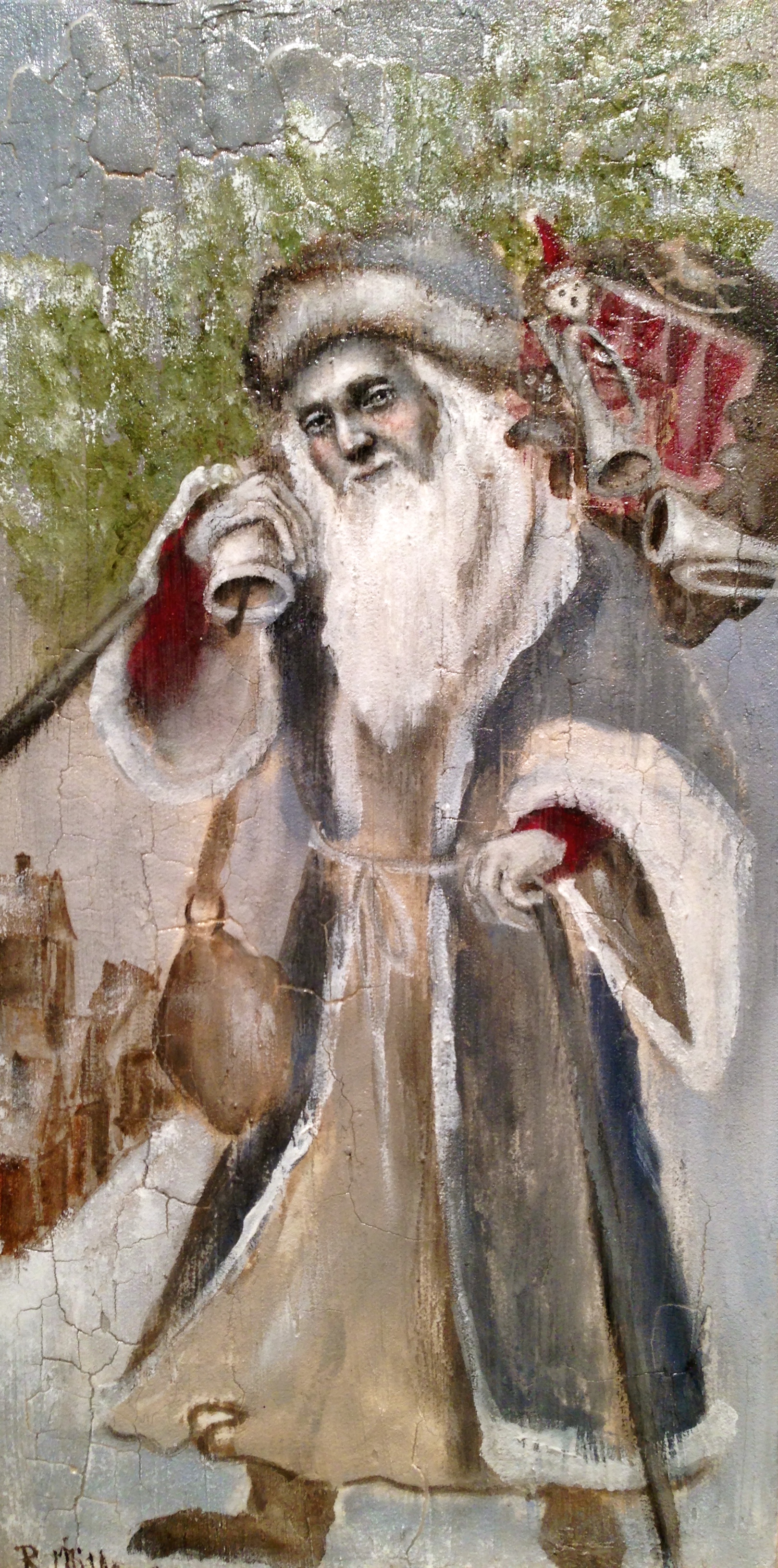 Father Christmas, 2016 Acrylic, oil, texture medium on canvas (this is almost the actual size in person)