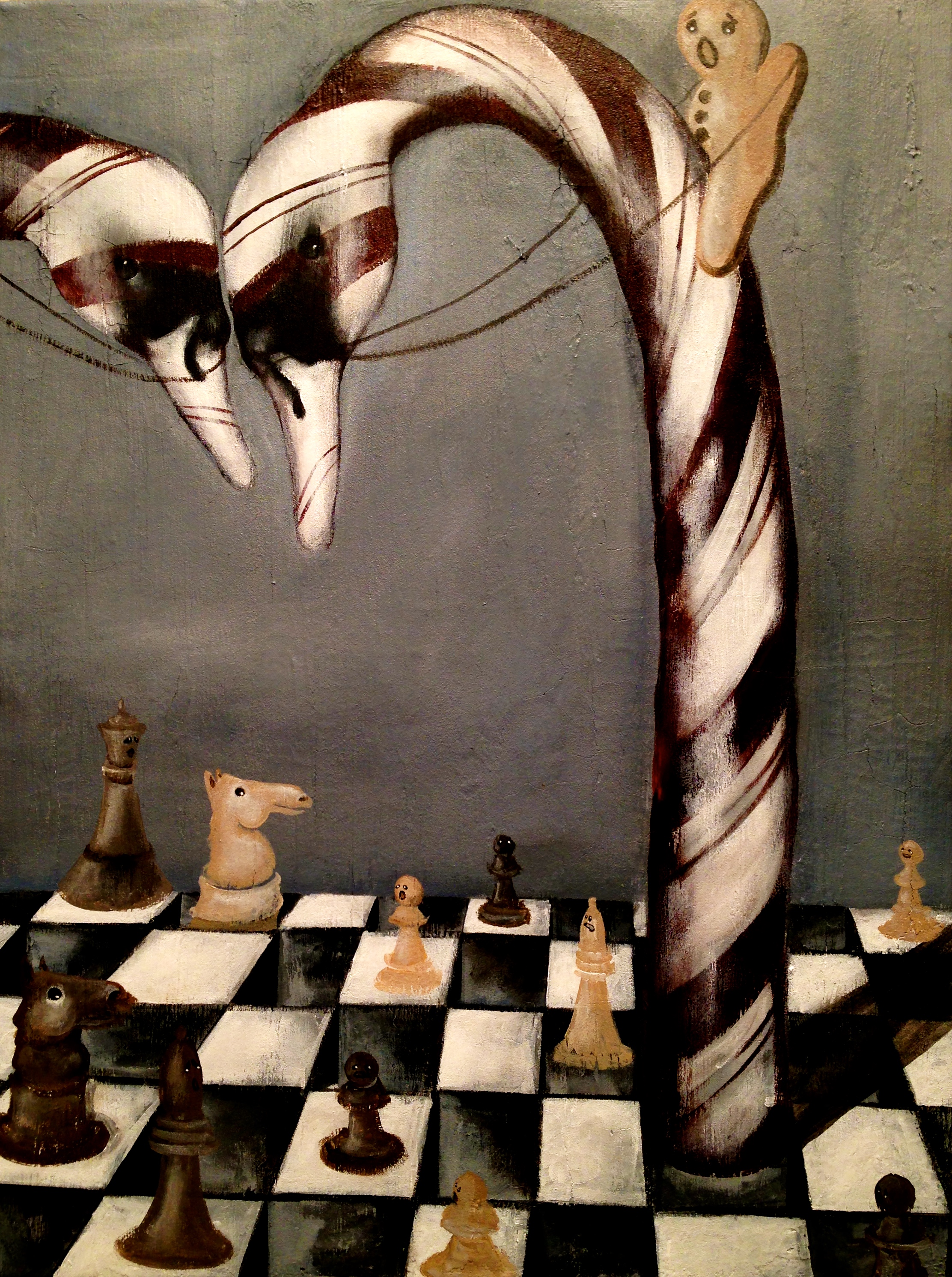 Weirdest Game of Chess Ever?, 2017 Acrylic & texture medium on canvas