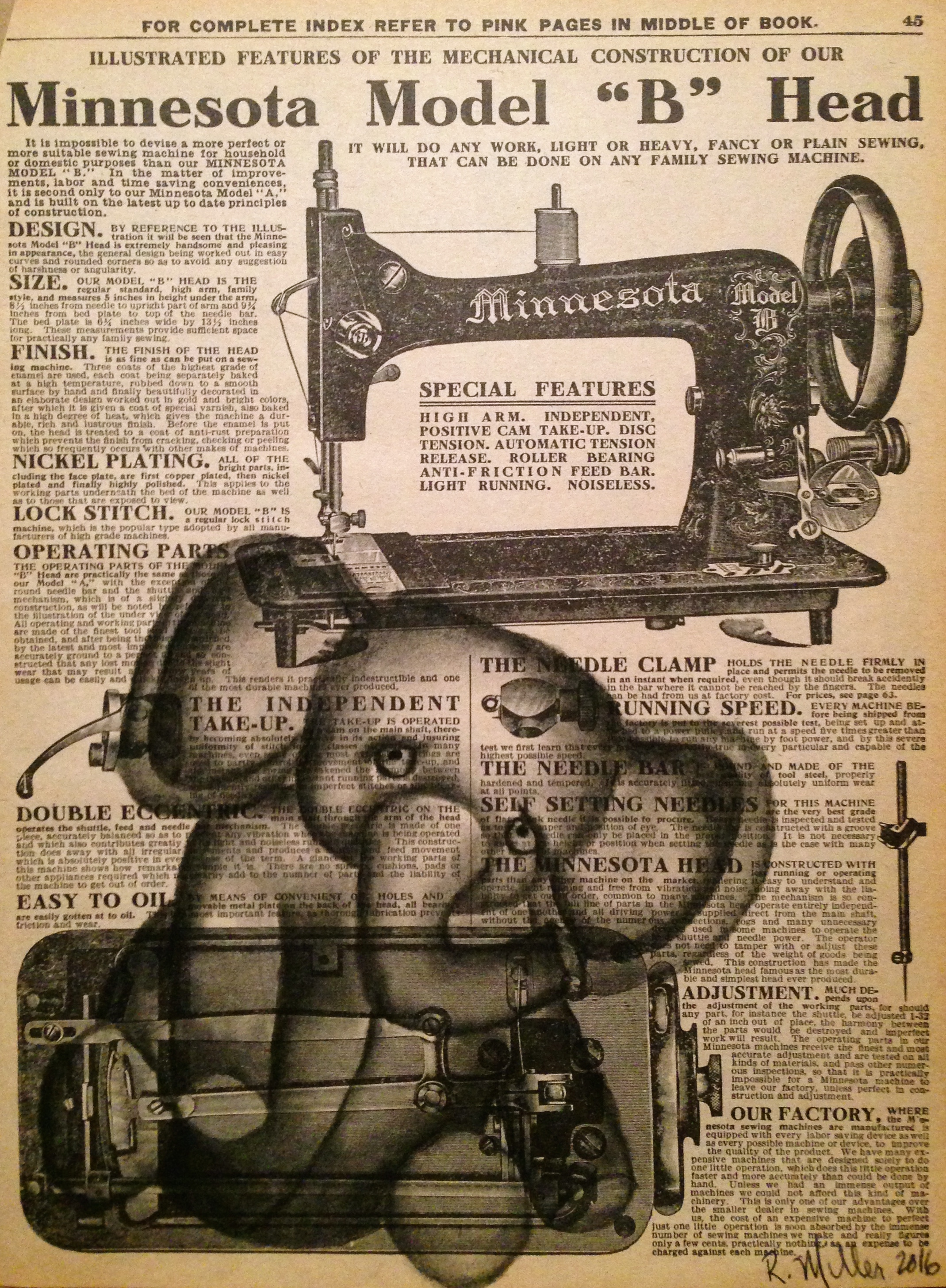 Pachyderm Patch, 2016 Charcoal on antique catalog