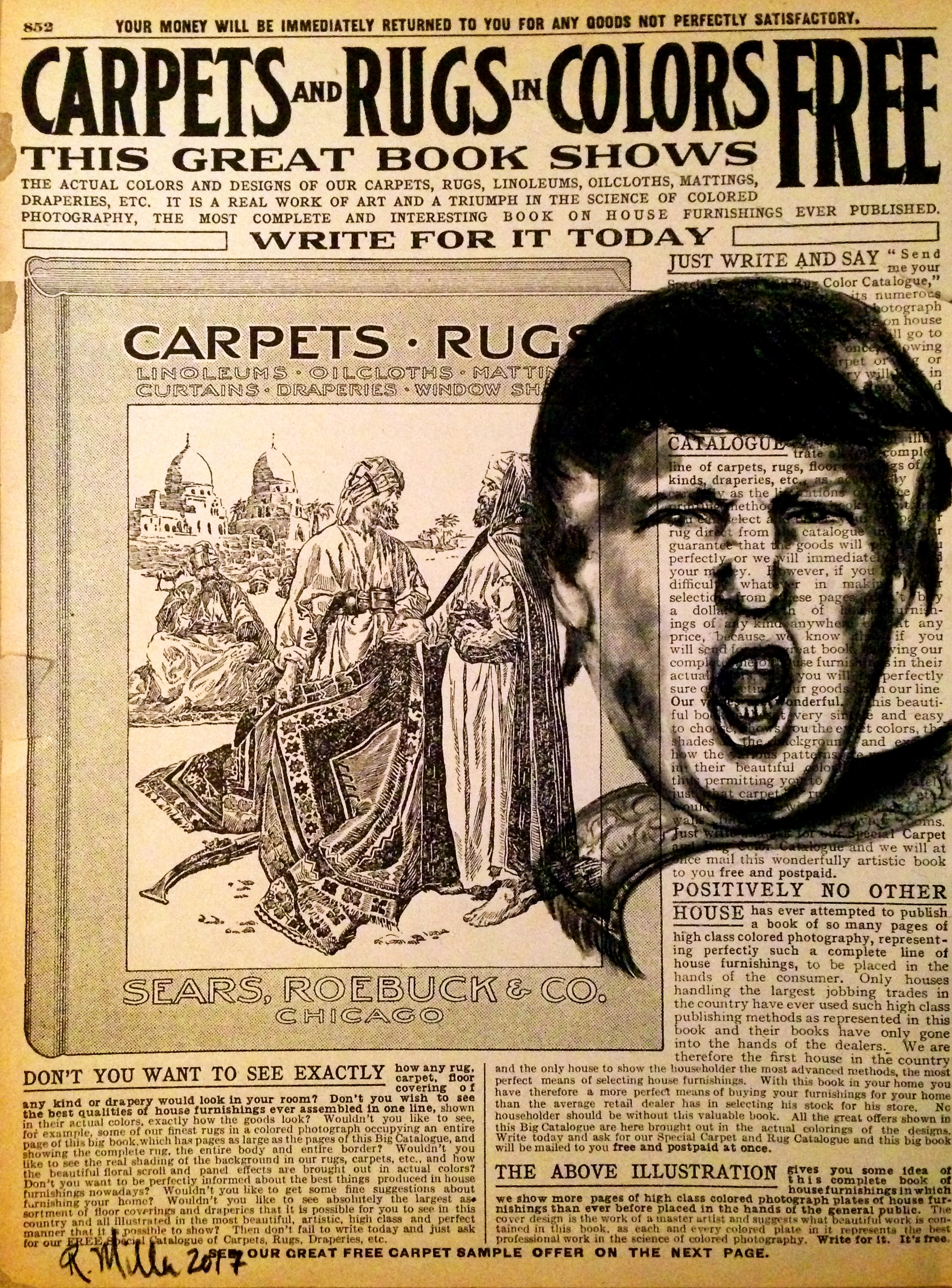Carpets & Rugs, 2017 Charcoal on antique catalog