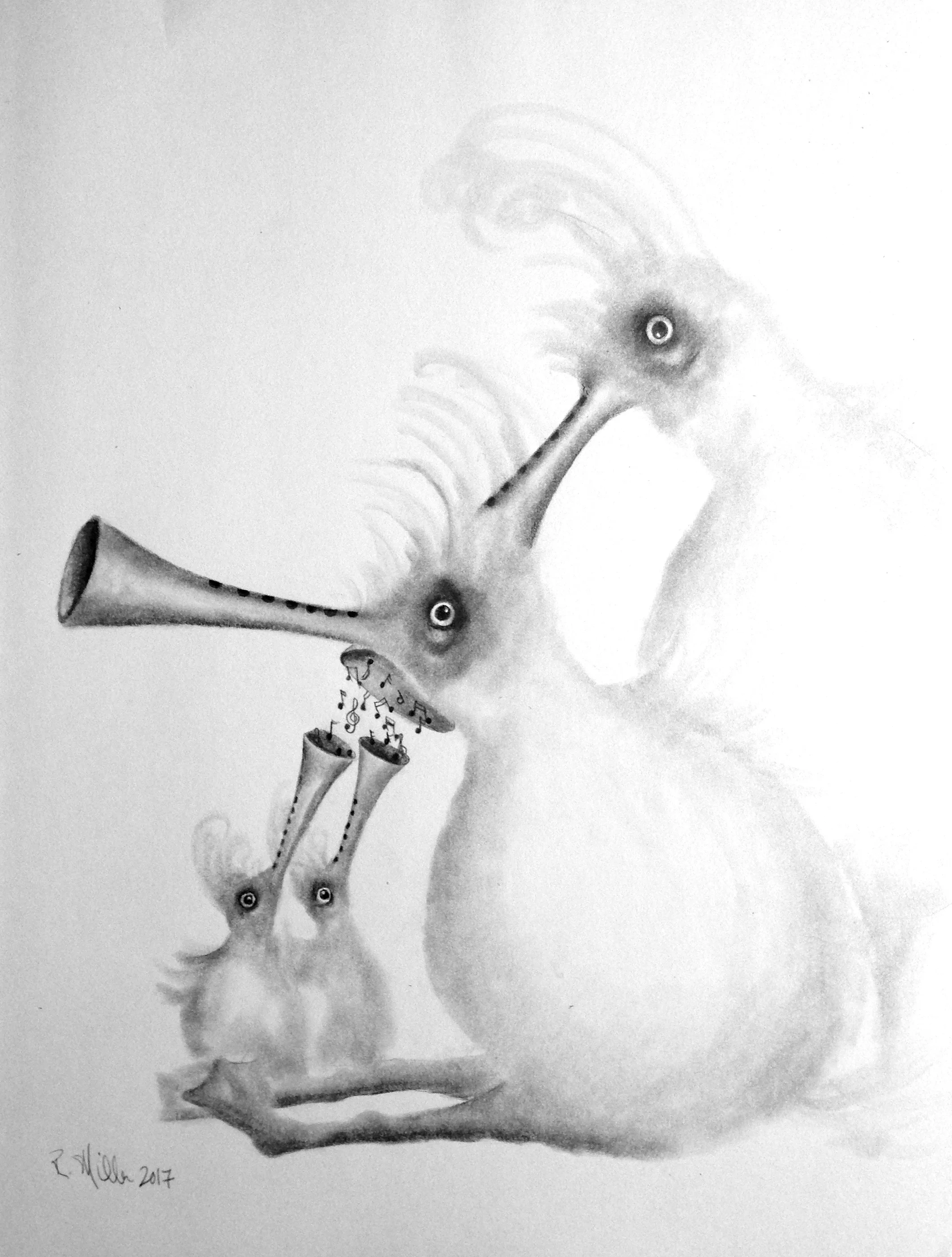 Musical Feeding 2017#2 Pencil on paper