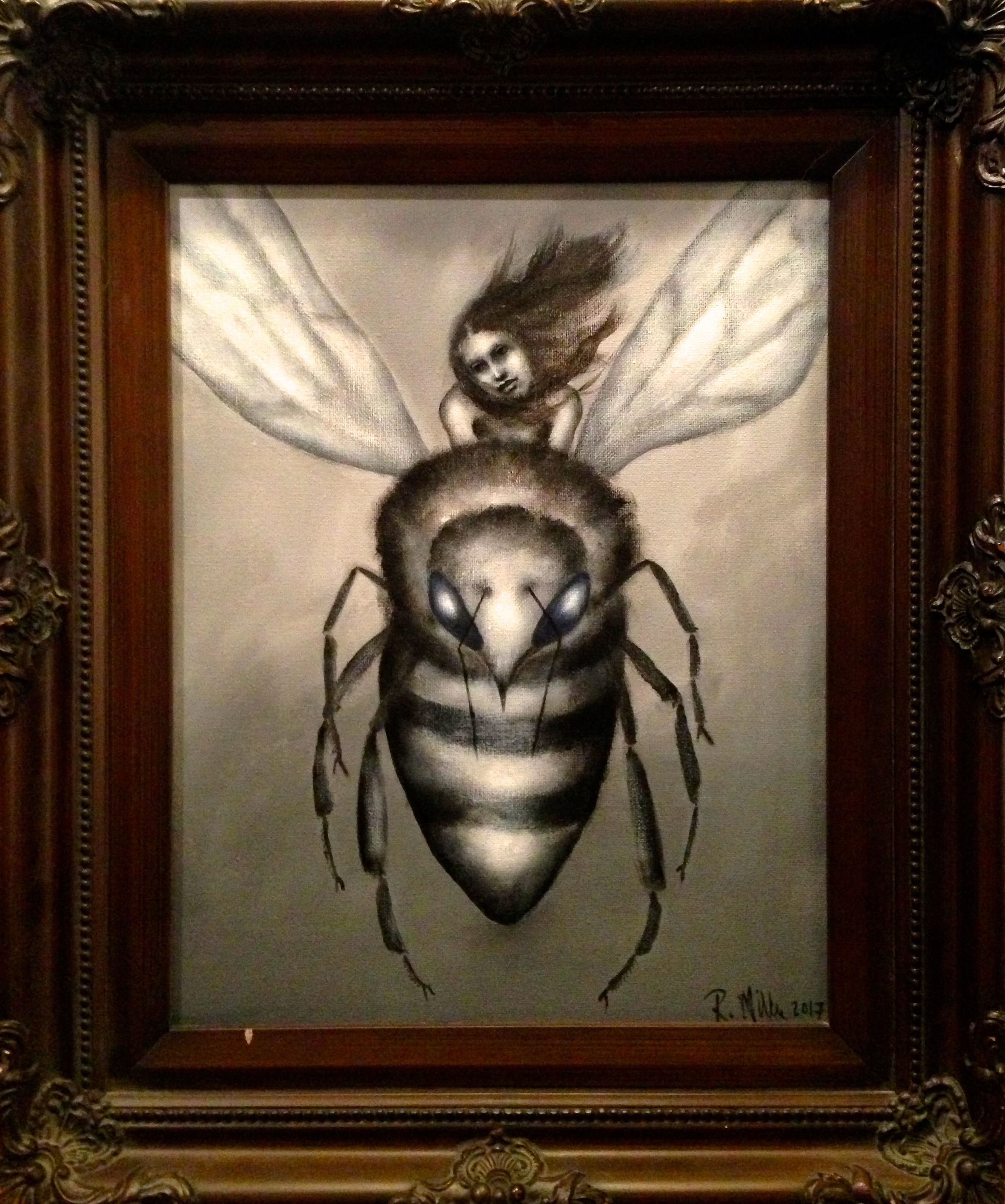 (framed) Flight of The Honeybee, 2017 Acrylic on canvas 11"14"