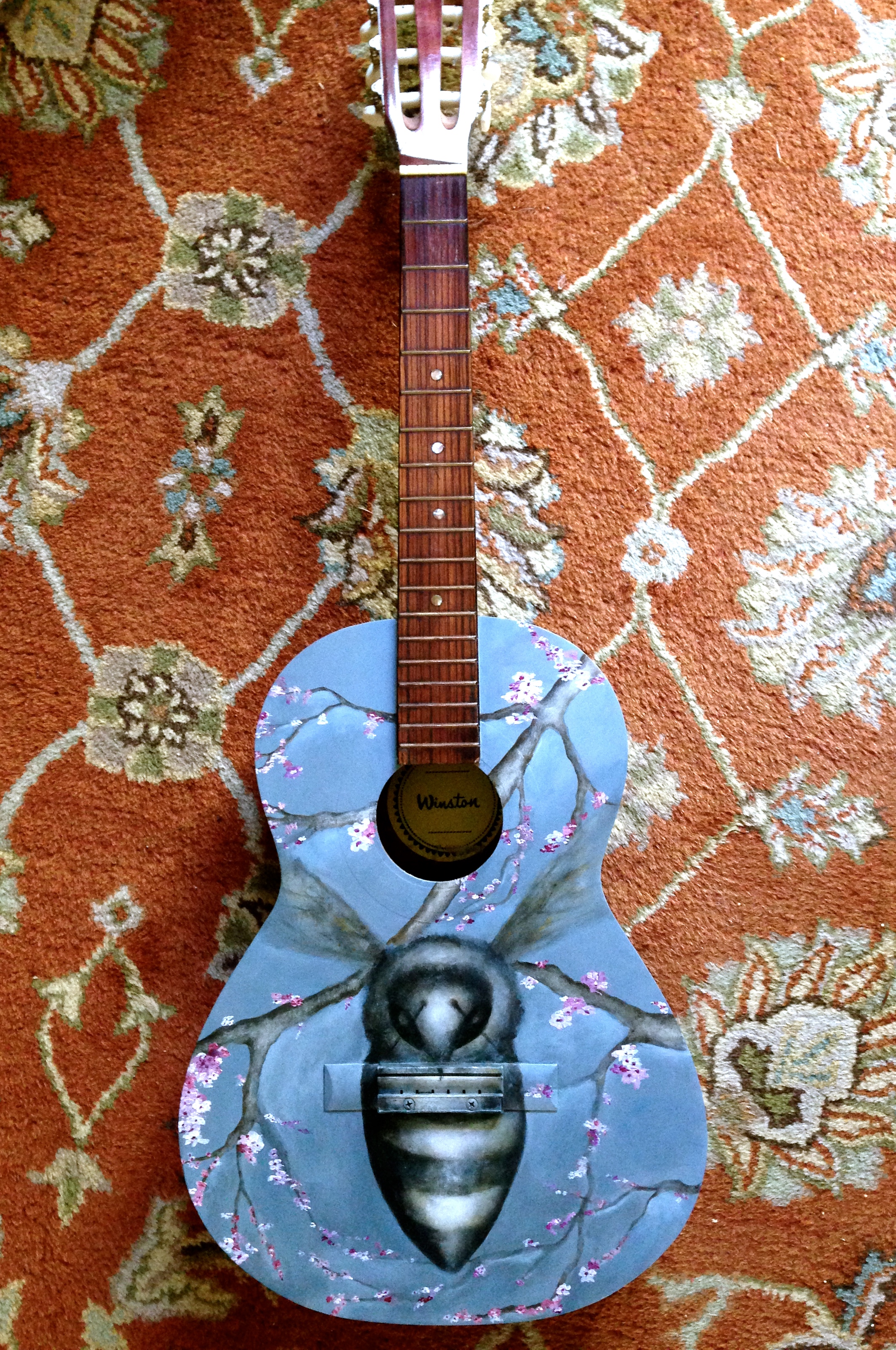 Music of The Bees, 2017 Guitar #3 Acrylic on Guitar