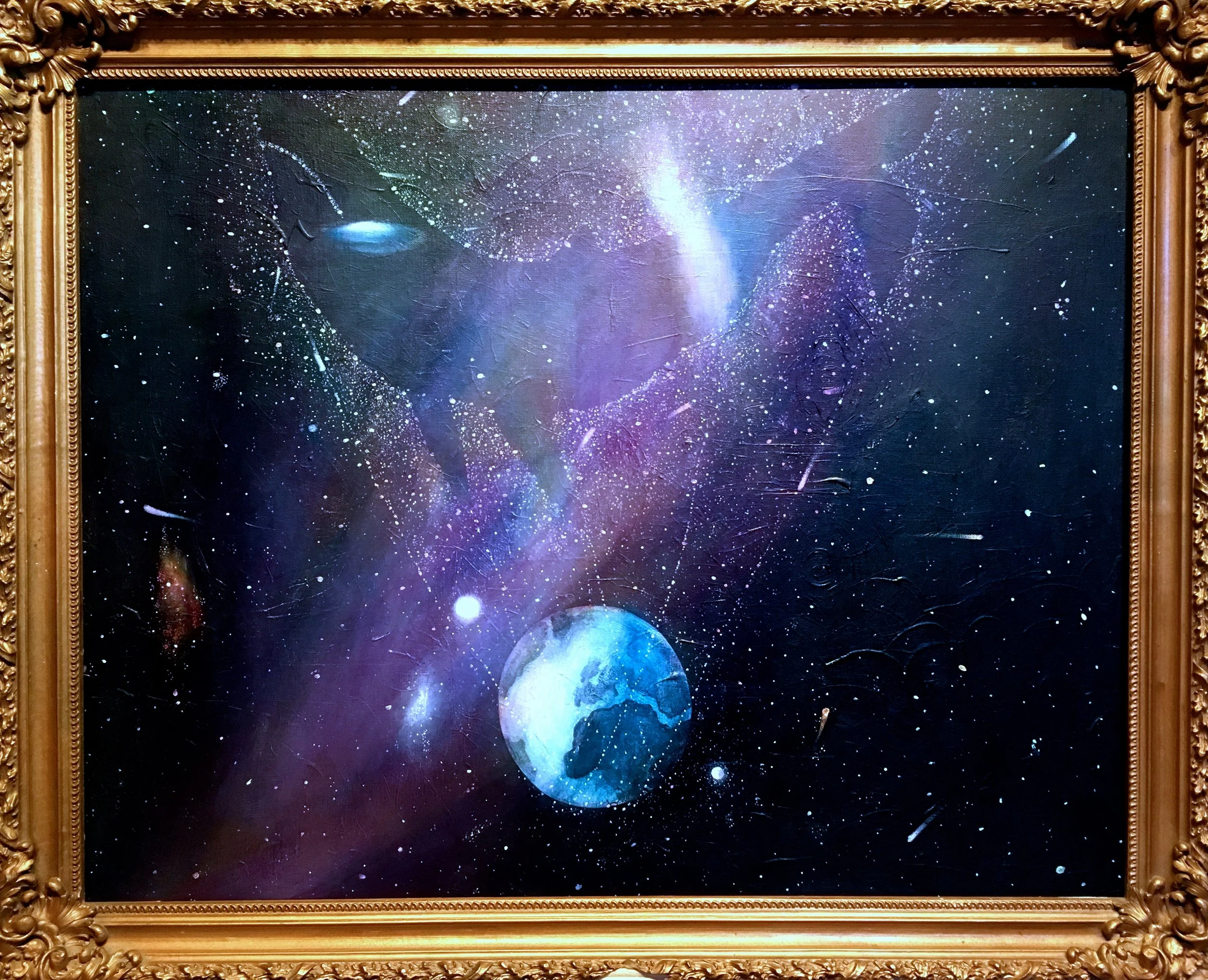 Framed/Heavy Load, 2017 -A metaphor for nature supporting human lifeAcrylic & texture medium on canvas 22"x28"