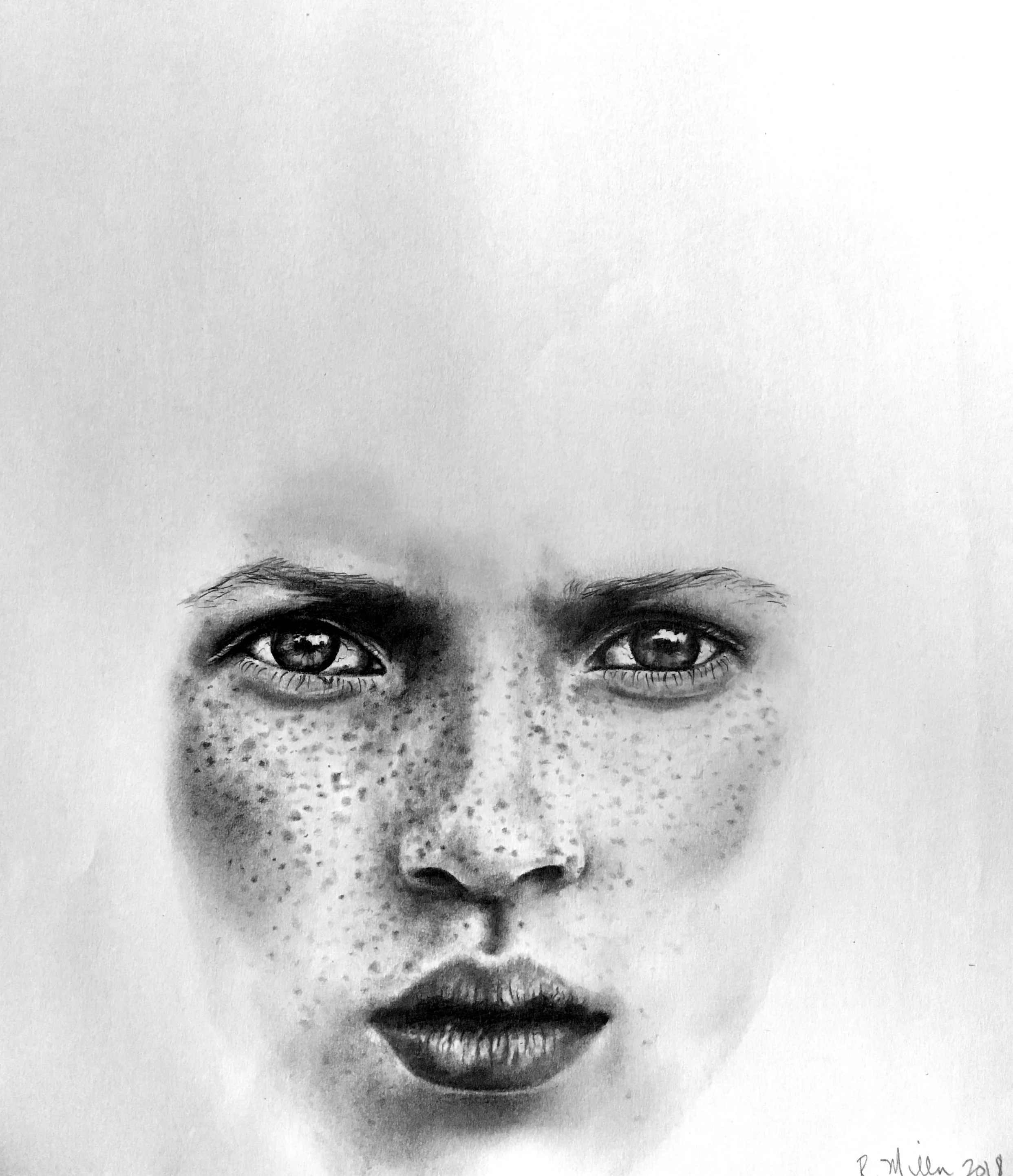 Kate, 2018 (finished/unfinished) #2 pencil on paper, 11”x14”