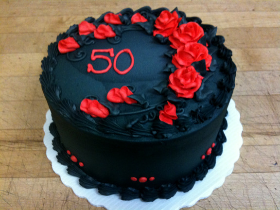 Black iced with Red Roses 50th