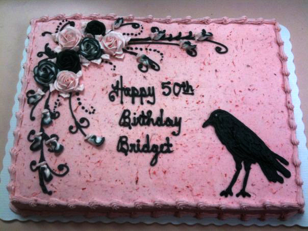 Old Crow with Pink & Black Roses