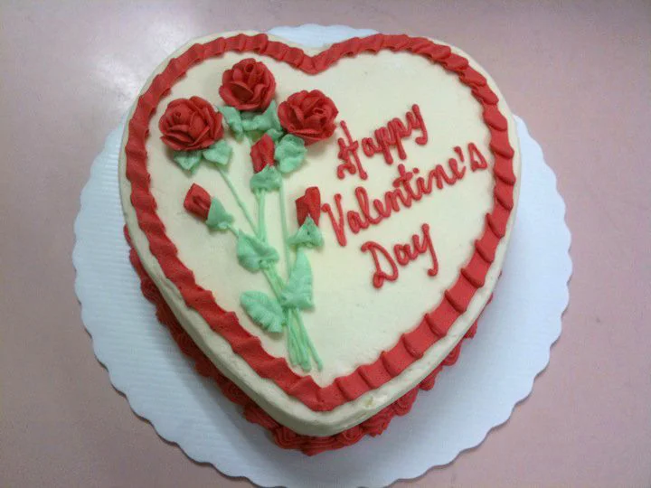 Heart Shaped Cake with Long Stemmed Roses