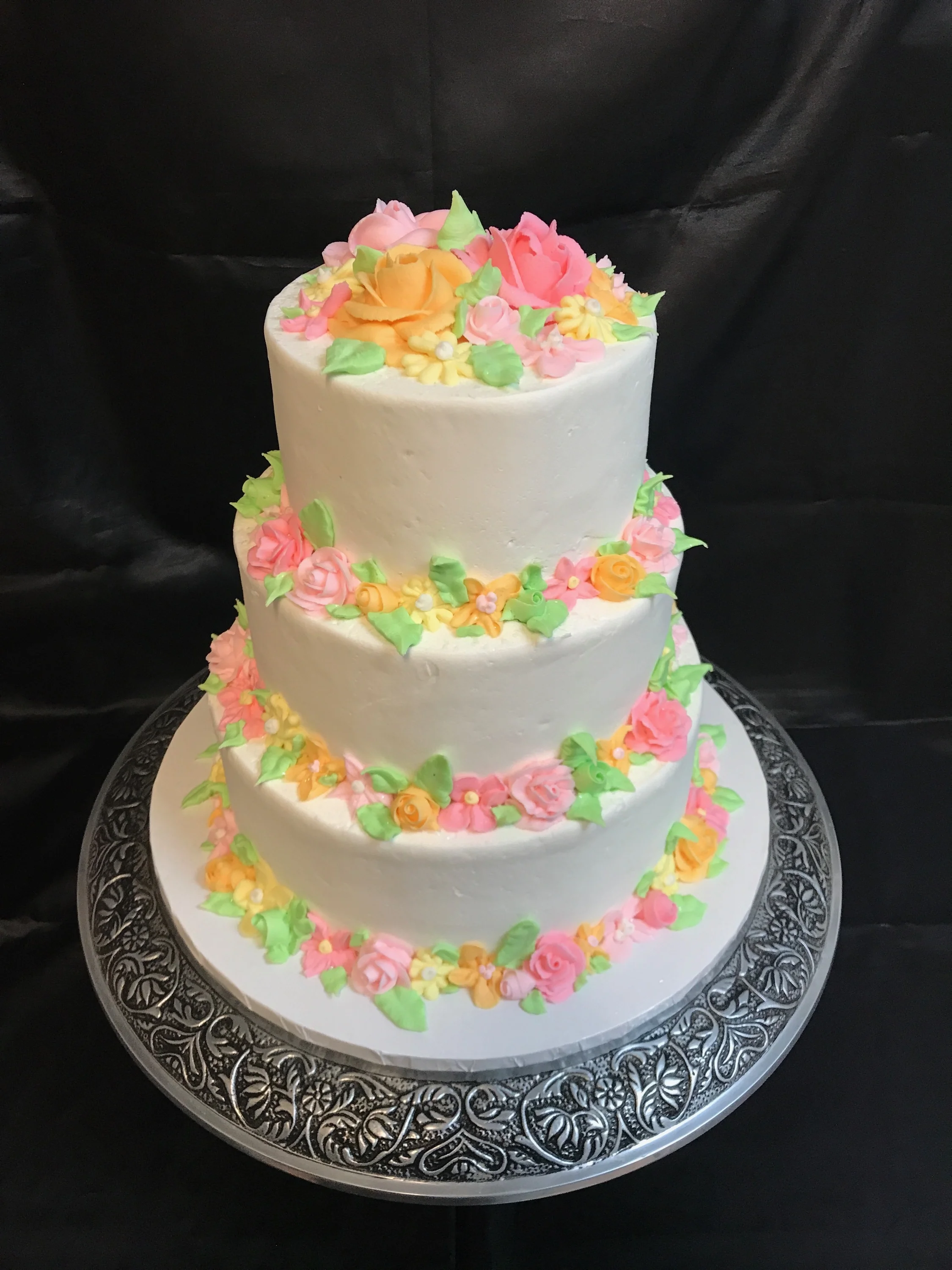 Garden Flowers Tiered Cake