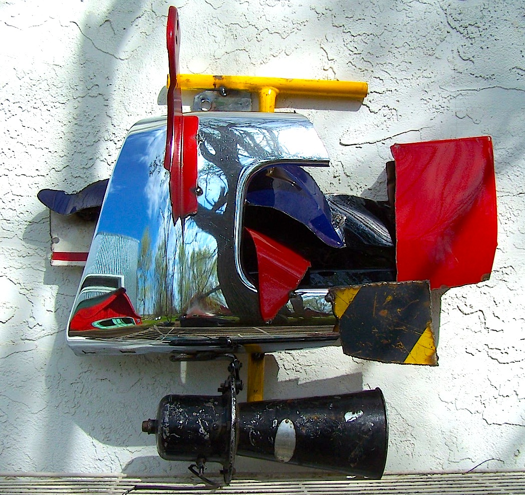  GW wall piece titled "Parade Route." Colorful, childlike, happy. Abstract Expressionist, with a little Dada thrown in.