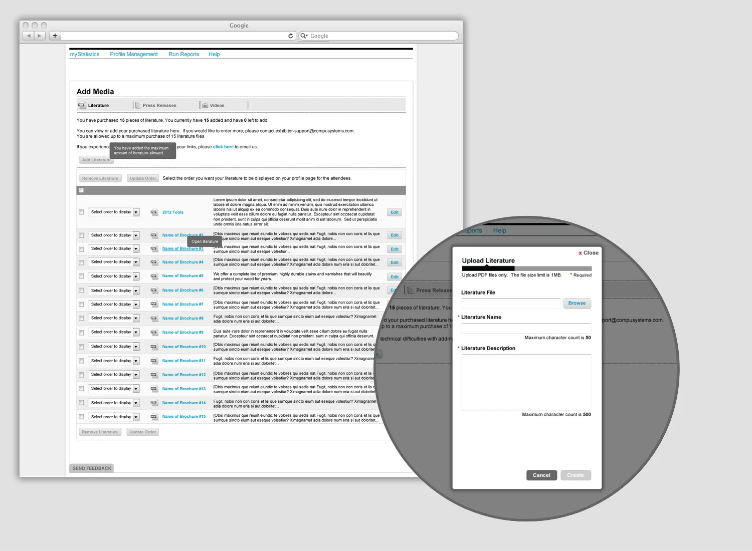   CompuLEAD:: &nbsp; Exhibitors who purchase media space from show organizers can add videos, product brochures, and press releases to their profiles, which not only provides additional content to the attendees and potential leads, but also generates