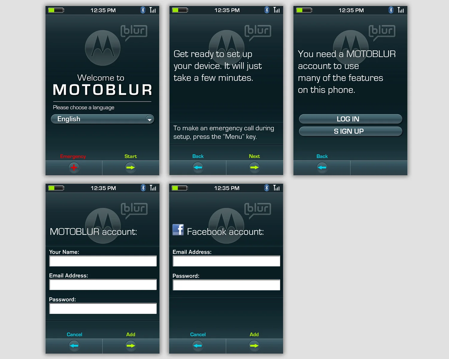    Motorola::  &nbsp;Motoblur, a digital interface developed by Motorola for use on its cell phones, allows users to view Facebook, Twitter, and Myspace updates from friends as well as incoming emails and events all on the home screen. &nbsp;Resizabl