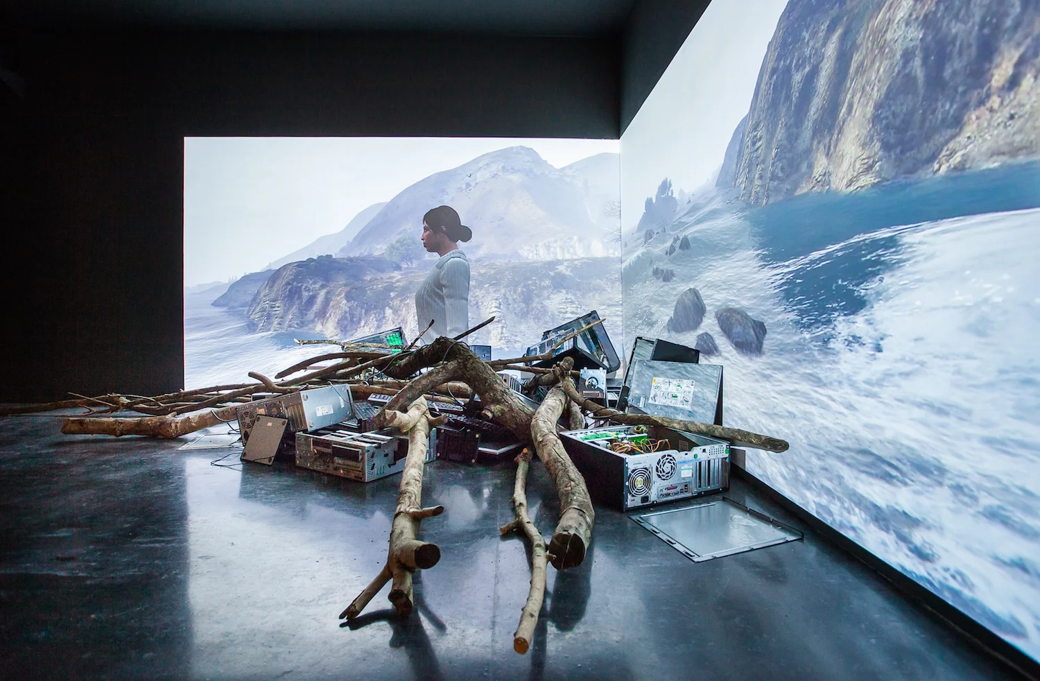 Larry Achiampong and David Blandy, FF Gaiden ESCAPE, 2017, installation view, 'Untitled: Art On The Conditions Of Our Time', New Art Exchange, Nottingham. Photo: Bartosz Kali