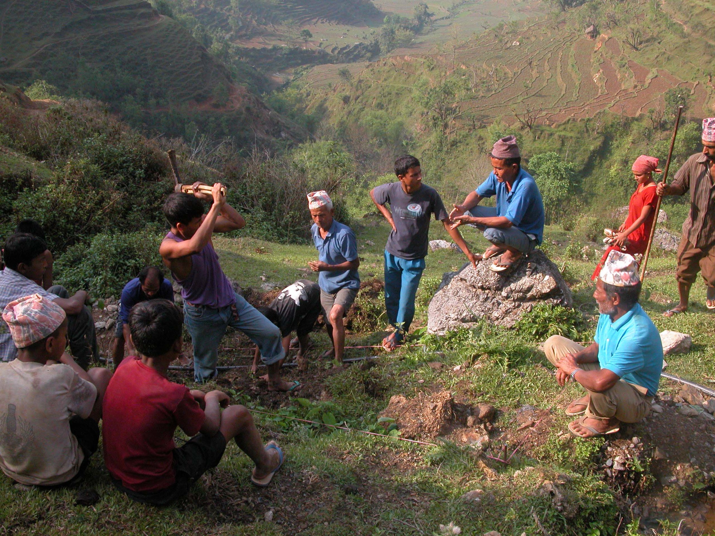  Groundbreaking for slow sand filter construction&nbsp; Parbat District, Nepal 