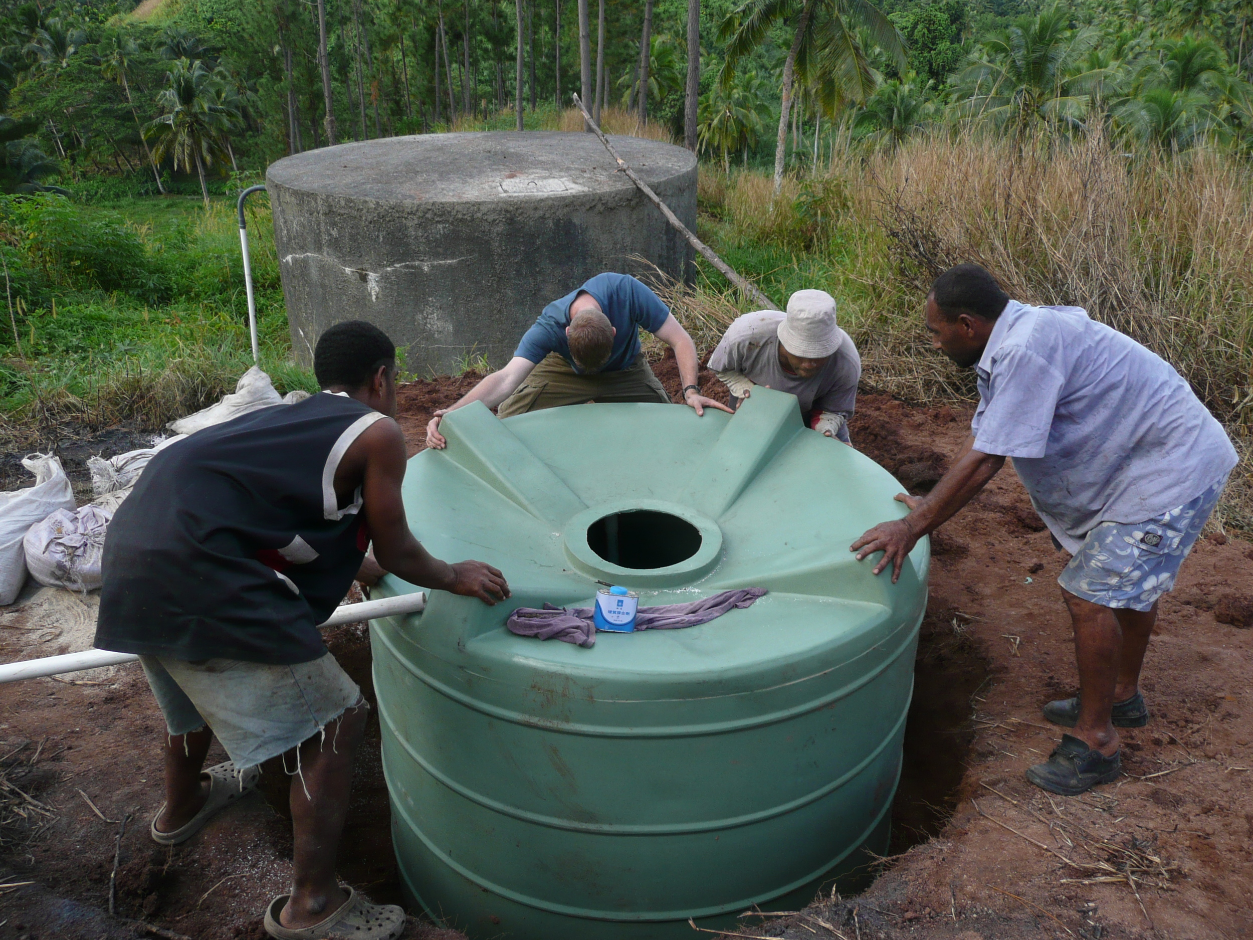  ​Getting equipment in place for Buca Bay, Fiji slow sand filter project. 