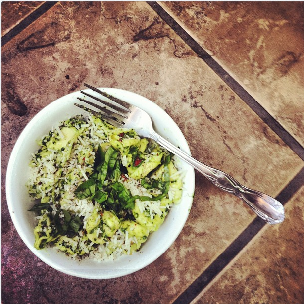 GARDEN PESTOPesto is one of my favorite pasta sauces to experiment with. Traditionally made with basil, olive oil, pine nuts and parmesan, pesto is a great way to bring some healthy greens to a dish. I pretty much use anything I have on hand and thr…