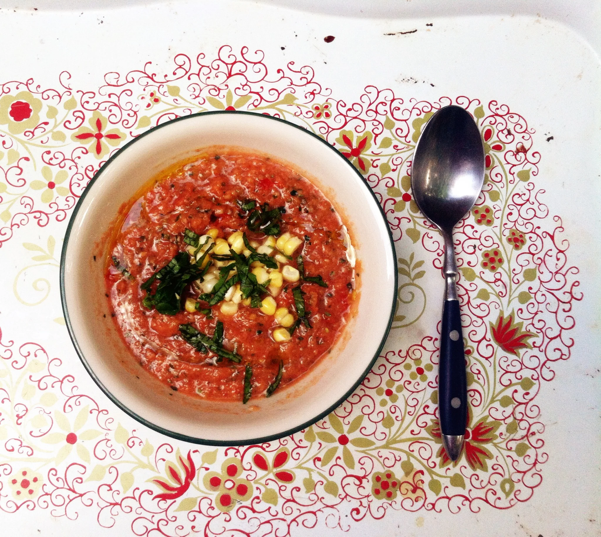 GARDEN TOMATO GAZPACHOGazpacho is one of those dishes that reminds me that summer is in full swing. Ruby red tomatoes are everywhere, and in the Italian market people are practically giving them away.CLICK HERE FOR RECIPE