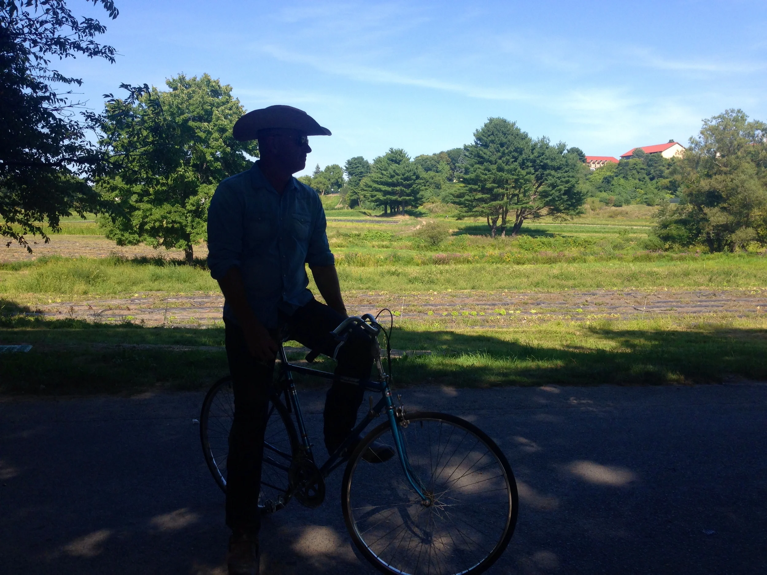 An alien and my bike-Annandale Farm Boston Massachusetts 