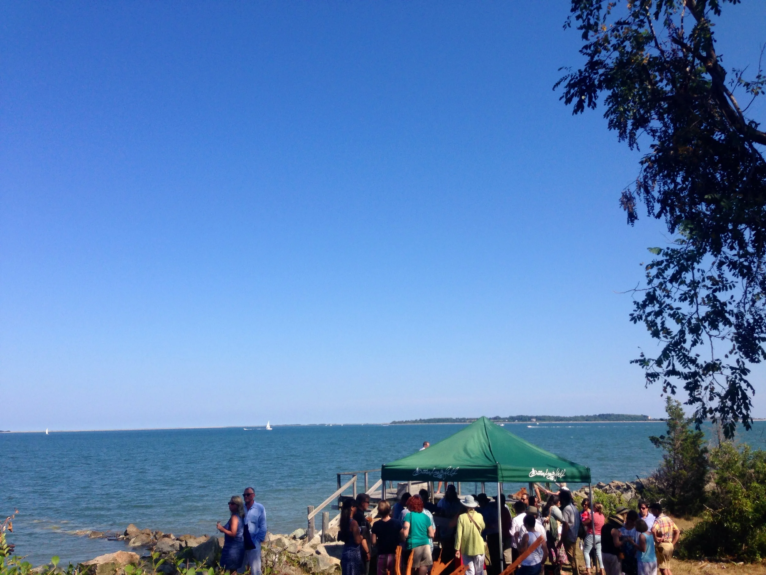 Lovely day for an oyster shuck in Duxbury, Massachusetts
