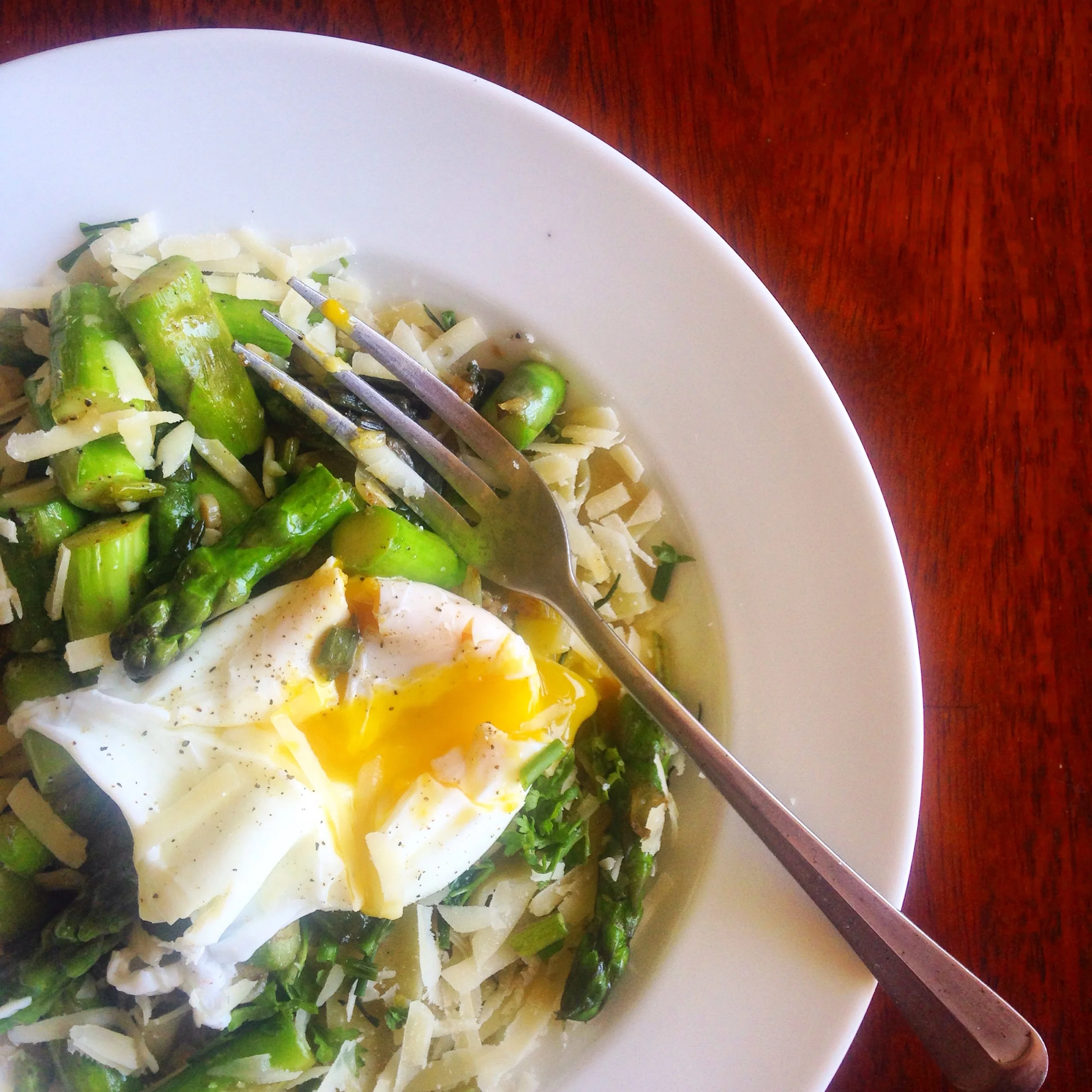 Asparagus + Spring Onion Papperdelle with Brown Butter + Farm Egg