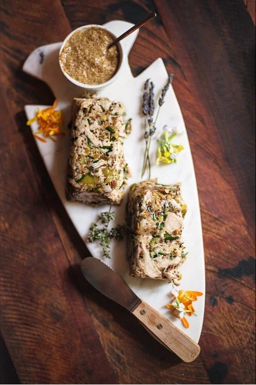 Rabbit Terrine with Pickle Girl's Beer Mustard Photo by Adriane White Photography 