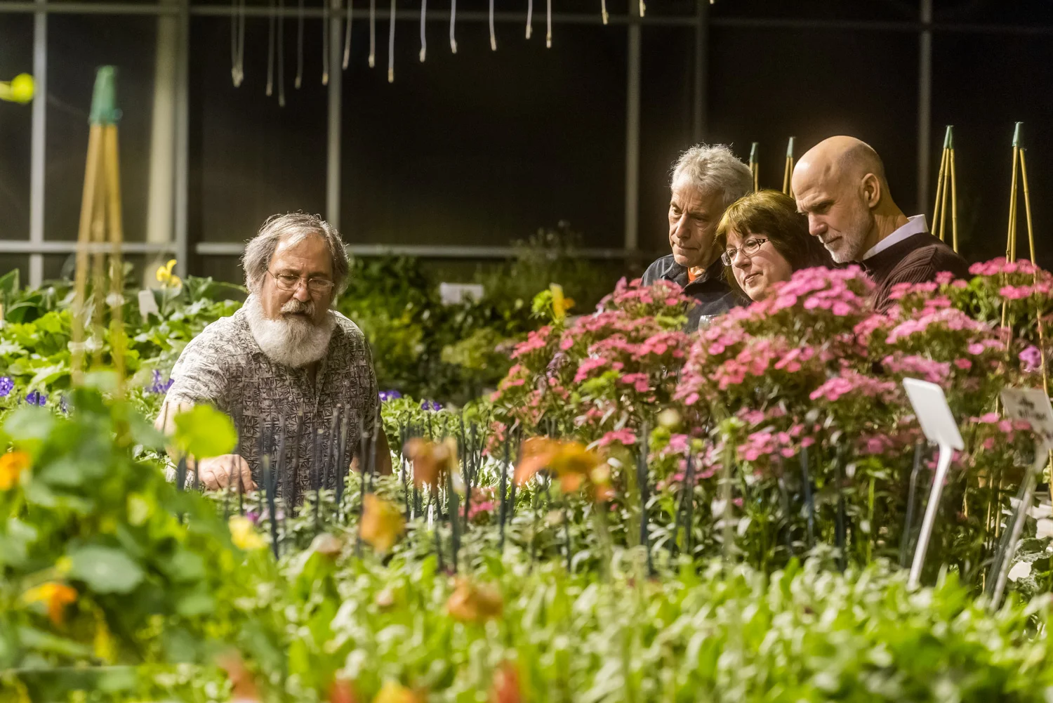 Lloyd Traven showing guests the greenhouses// Photo by James Bassett-Cann