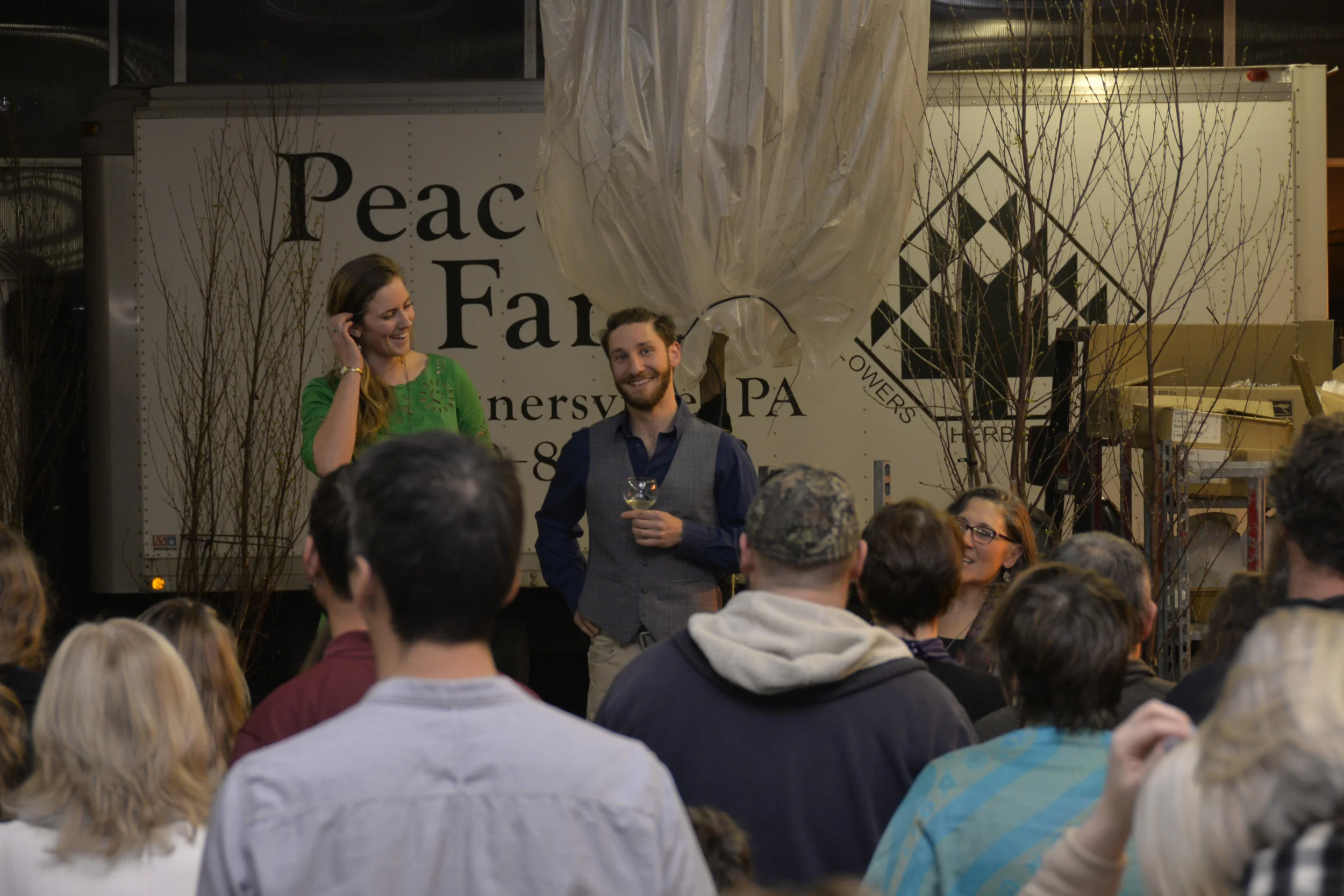 Alex Traven & I welcoming guests to the Greenhouse// Photo by James Bassett-Cann