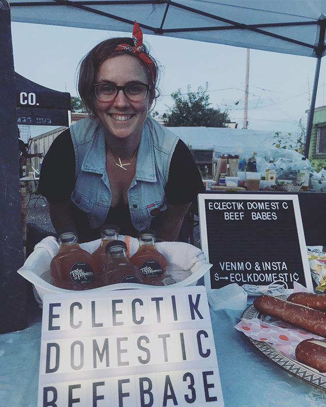 Check out this nerd! Tonight was my third Twilight Market @greensgrow with @strongrootsdirtyboots &amp; @amandasirwah. Thank you to everyone who has supported my hustle this summer, I love feeding you. Join us in September for our fourth Twilight Mar