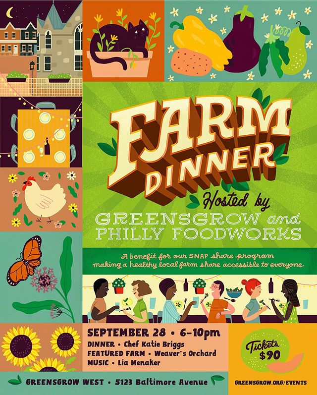 Join me September 28th for a four-course Farm Dinner @greensgrowwest benefiting the SNAP (Supplemental Nutrition Assistance Program) at Greensgrow. I was on SNAP in 2017 when I took a pay-cut to do an apprenticeship. Being able to buy healthy groceri