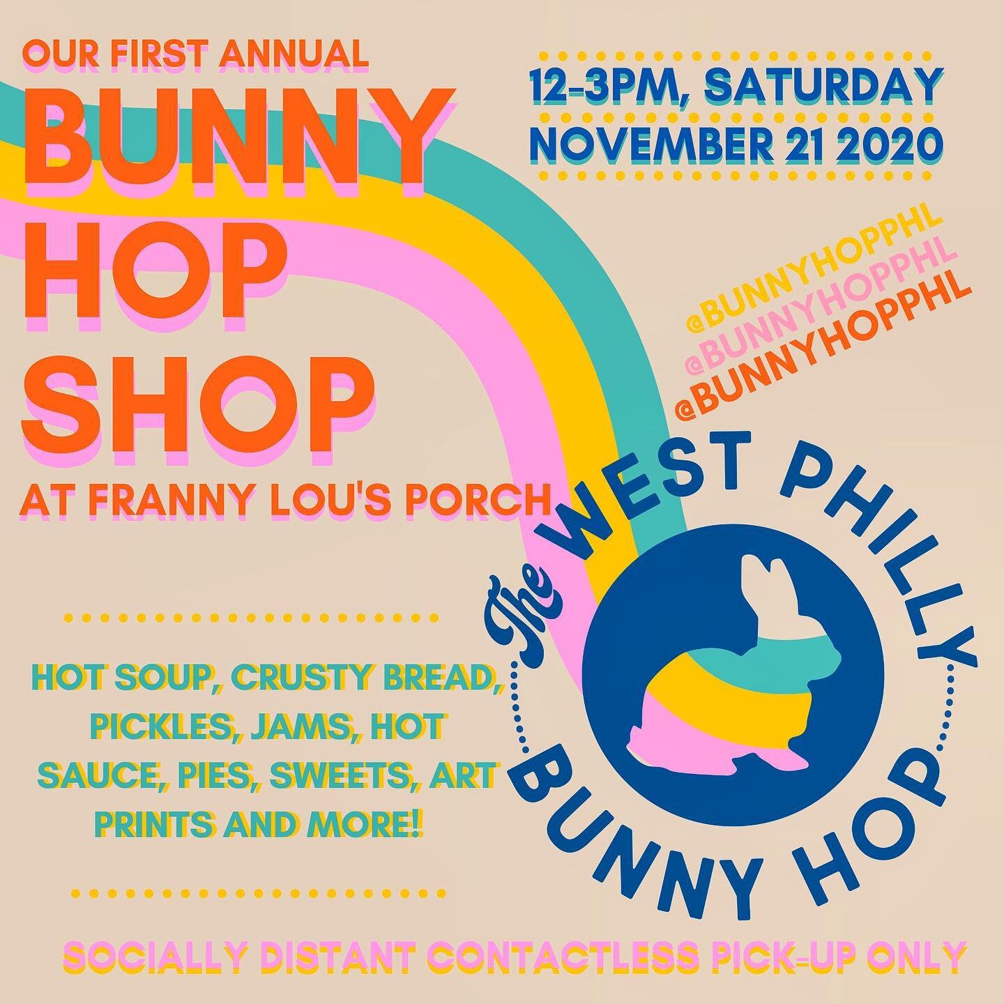 Come out next Saturday to @frannylous for our first #bunnyhopshop! Our bunnies are busy preparing lots of treats for you to stock up on for the holidays. Each purchase will help support our work🐰💕🐰 socially distant contactless pick-up only. See ya