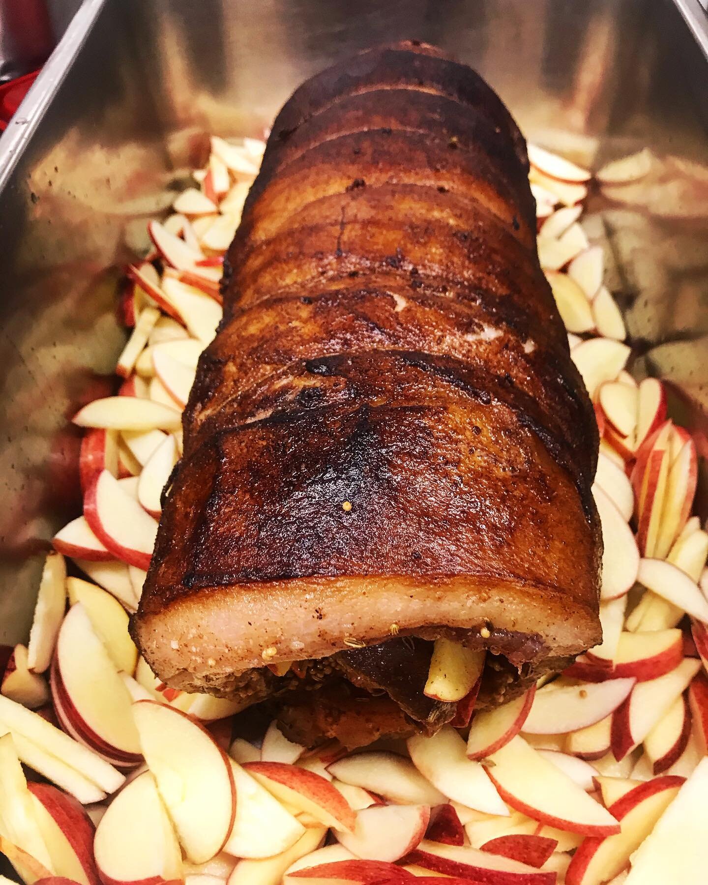 Sometimes I&rsquo;m a part-time pork pornographer. Big thanks to @smithpoultry for this gorgeous pork belly that we turned into an apple-funnel porcetta braised in @triplebottombrewing beer. Still a few tickets left for tomorrow&rsquo;s four-course a